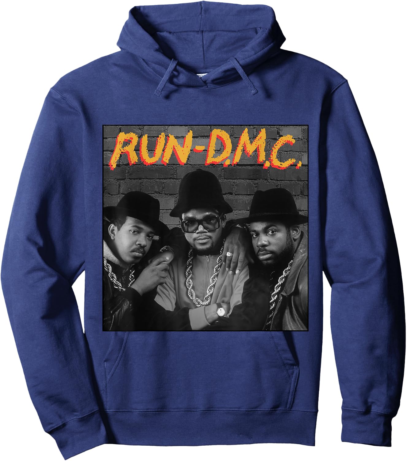 RUN DMC Official Merchandise -Adults Black Classic Fit Hoodie - Hoodie | Navy
