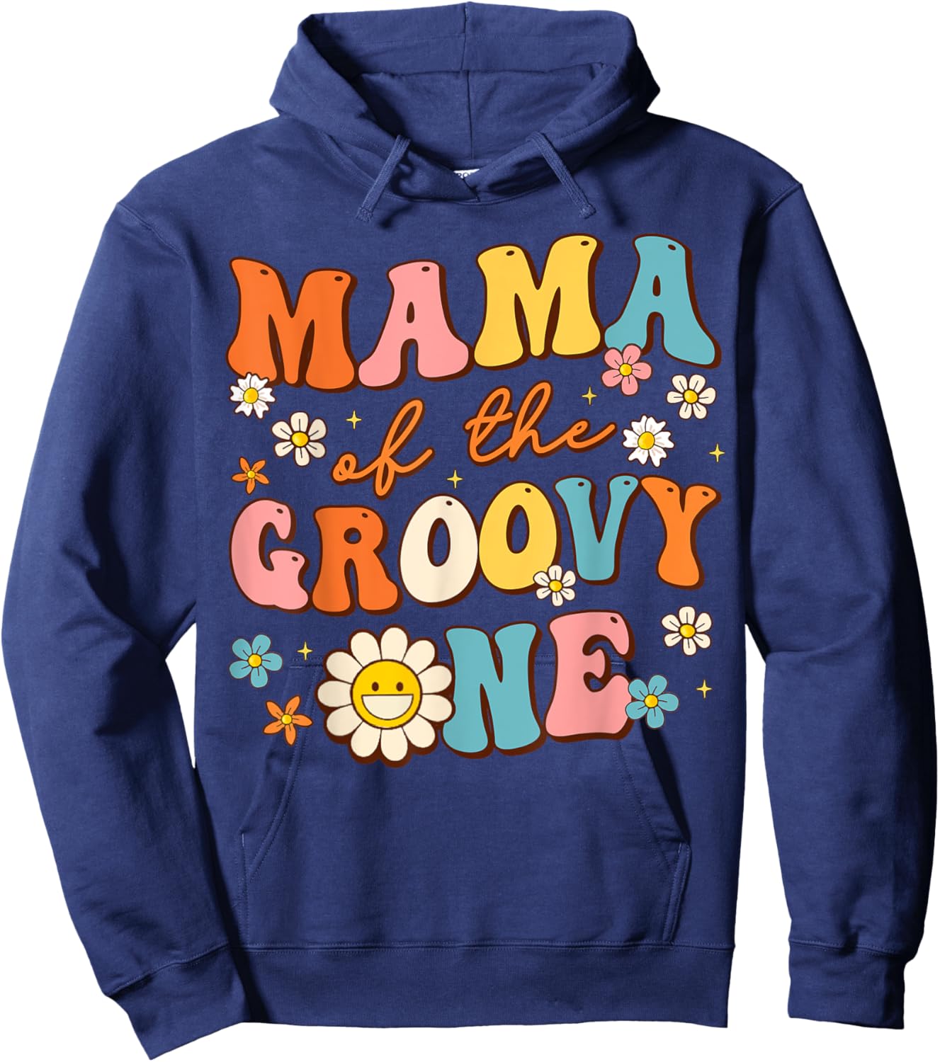 Mama Of The Groovy One 1st Birthday Pregnancy Announcement Hoodie - Hoodie | Navy