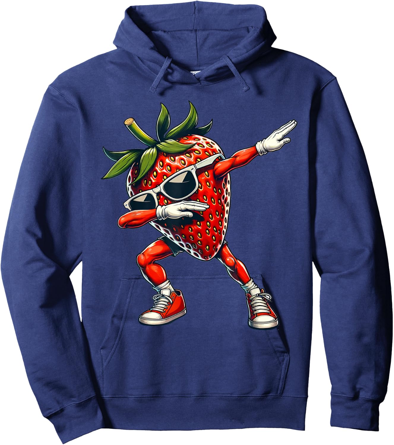 Dabbing Red Strawberry Funny Red Berry with Strawberry Hoodie - Hoodie | Navy