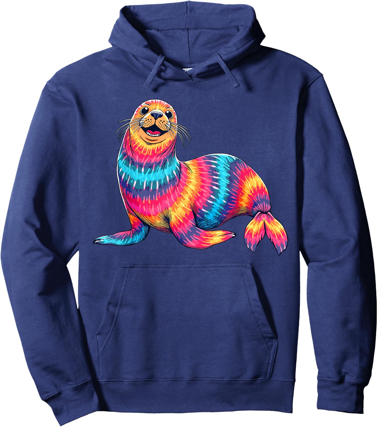 Tie Dye Seal Colorful Hippie Seal Rainbow Hoodie - Hoodie | Navy