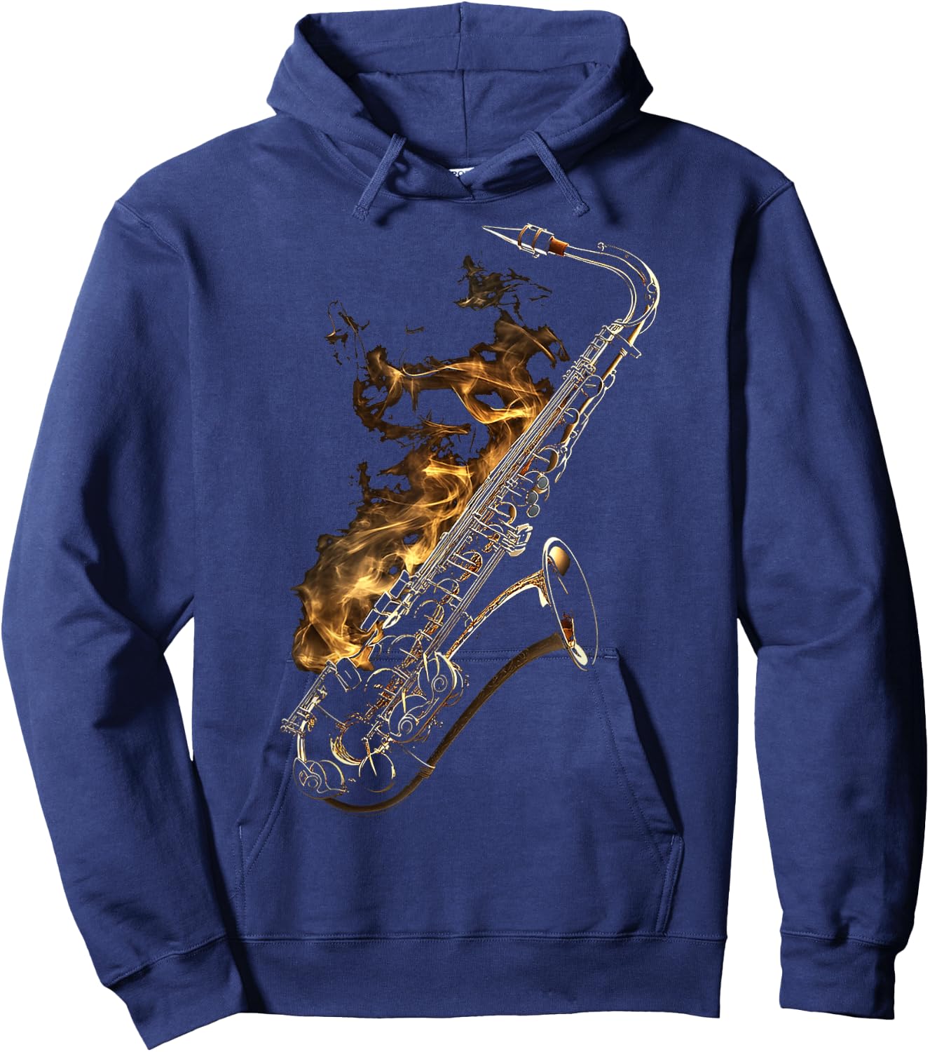 Saxophone Musical Instrument Illustration Saxophone , Black, S Hoodie - Hoodie | Navy