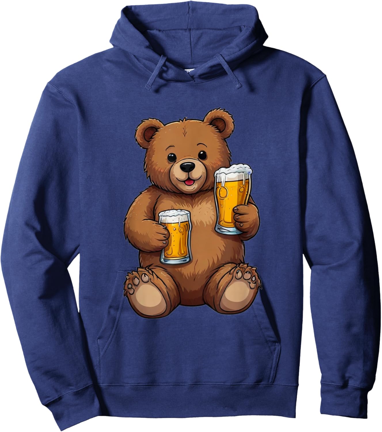 Teddy Bear Holding Two Beers in His Paws - Men's Day Father's Day Hoodie - Hoodie | Navy