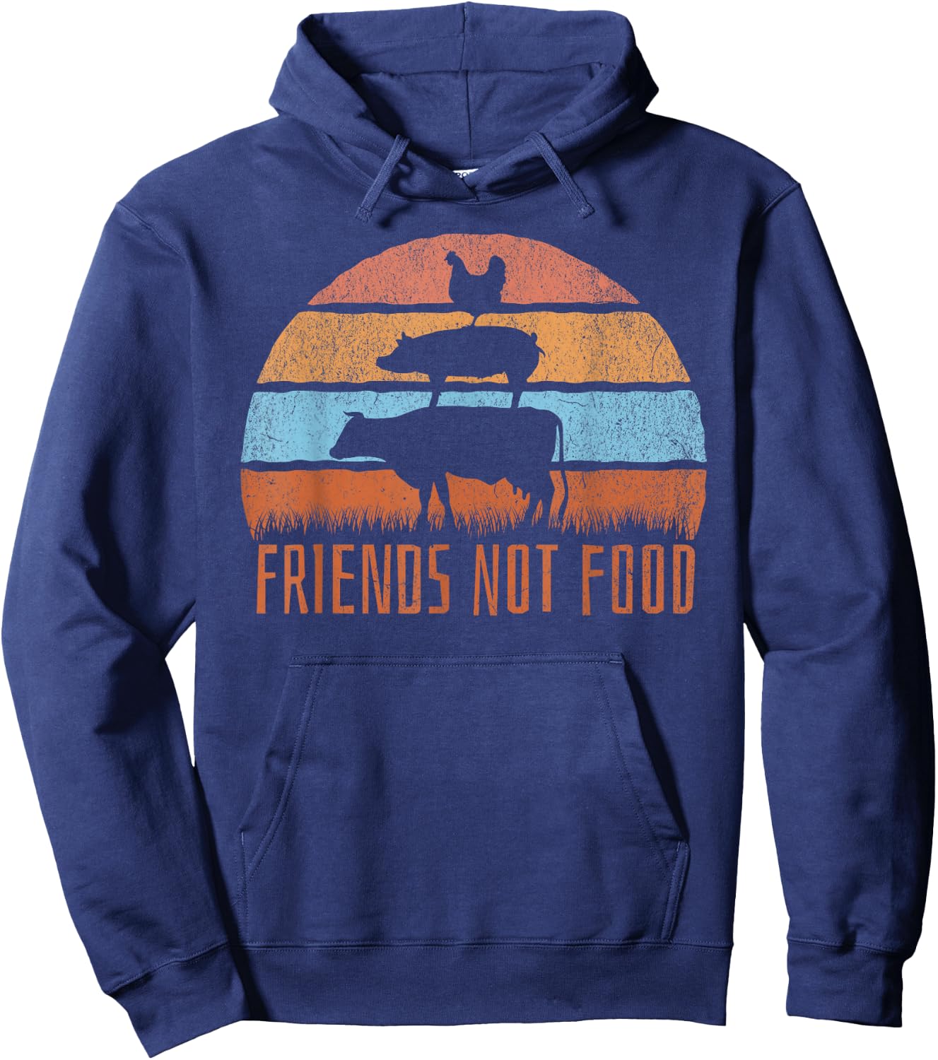 Animal Friends not Food Vegetarisch Vegan Niedlich Retro Vintage Hoodie - Hoodie | Navy