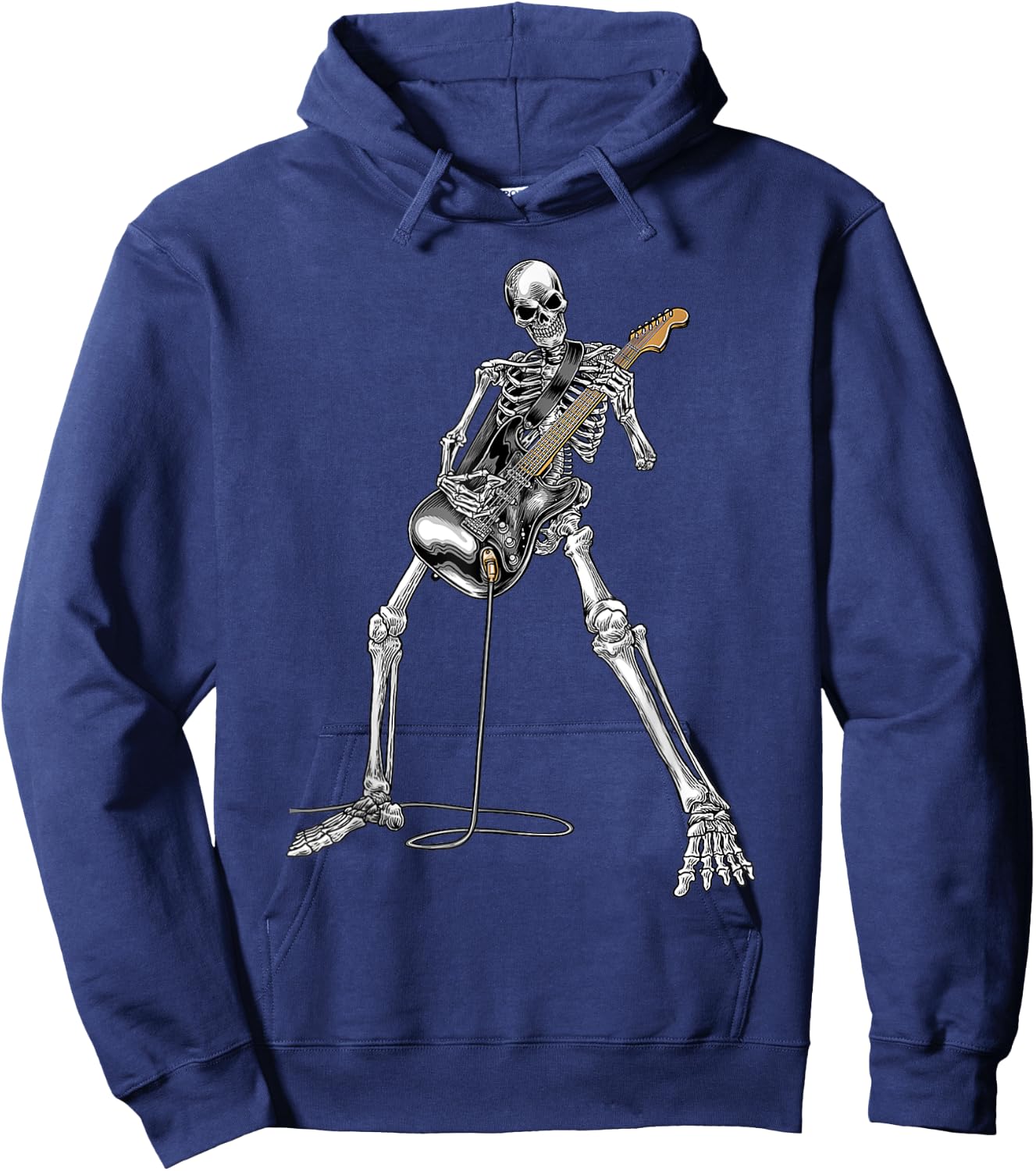 Halloween Skeleton Playing Guitar Rock And Roll Band Hoodie - Hoodie | Navy