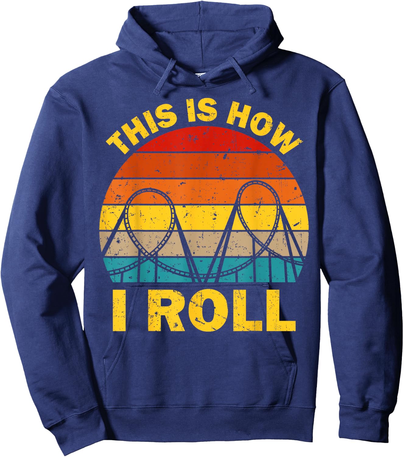 Cool Roller Coaster Women Amusement Theme Park Retro Hoodie - Hoodie | Navy