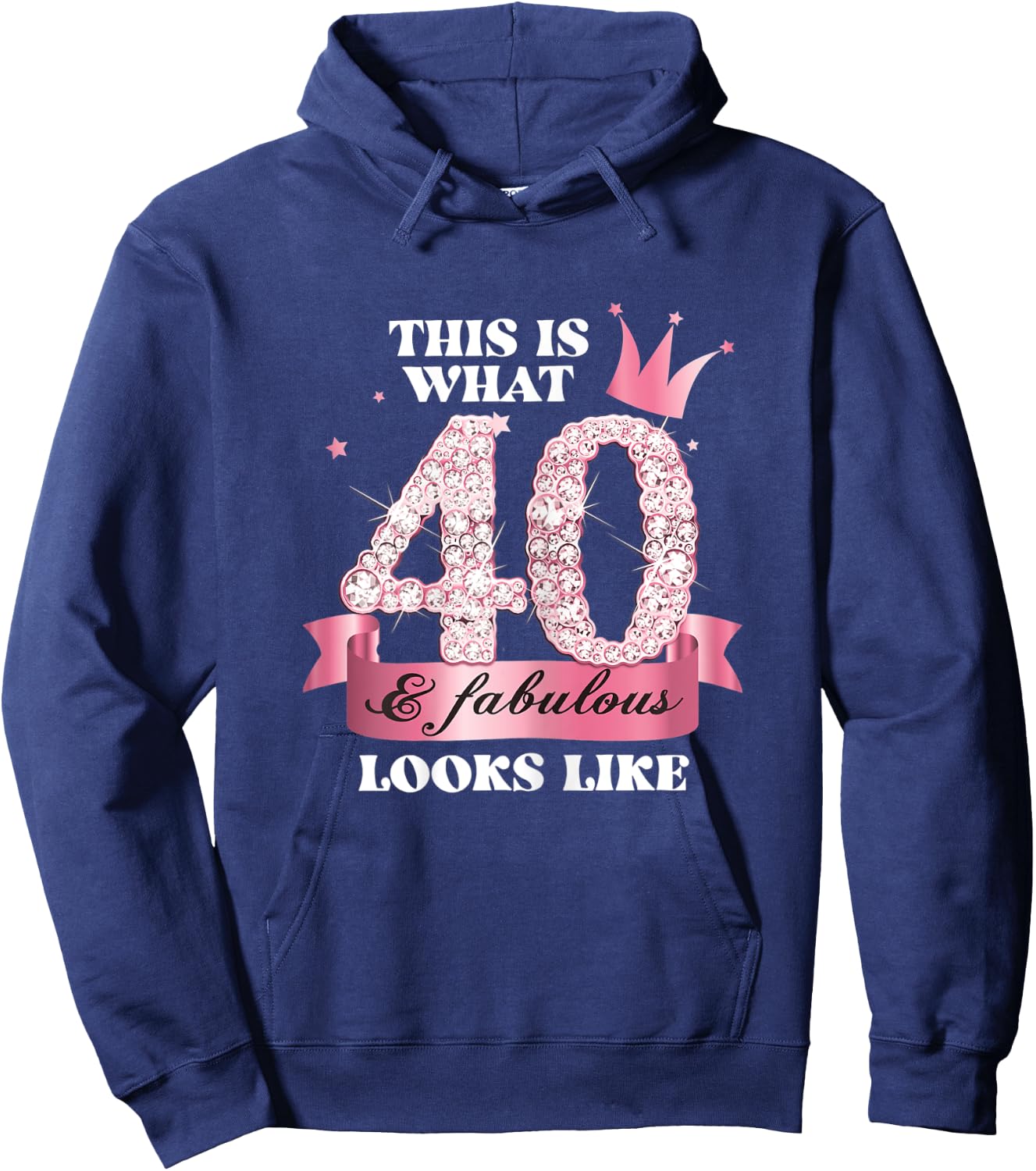 40 & Fabulous I Pink Black Party Group Photo Outfit Hoodie - Hoodie | Navy