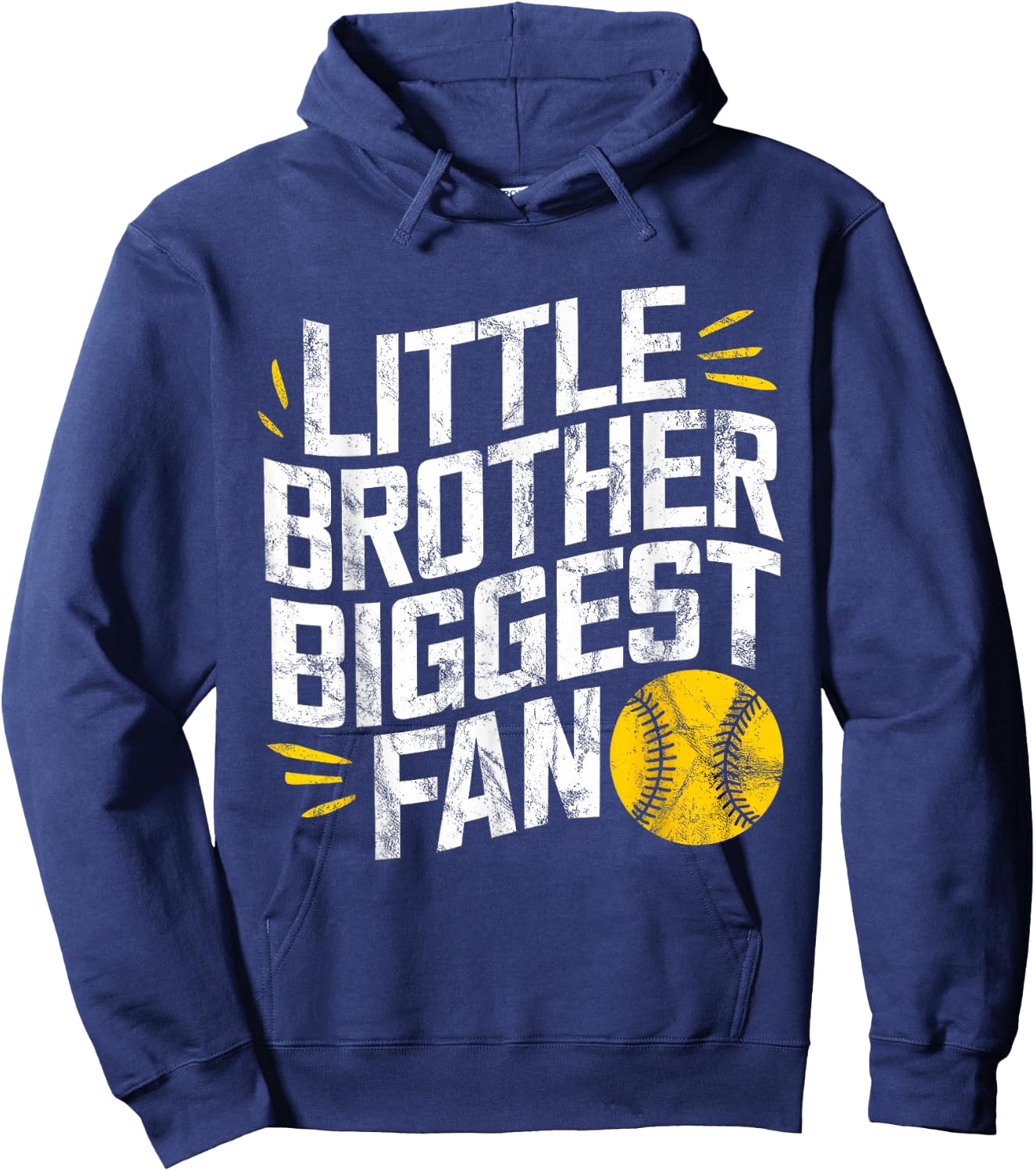 Little Brother Biggest Fan Softball Baseball Boys Funny Hoodie - Hoodie | Navy