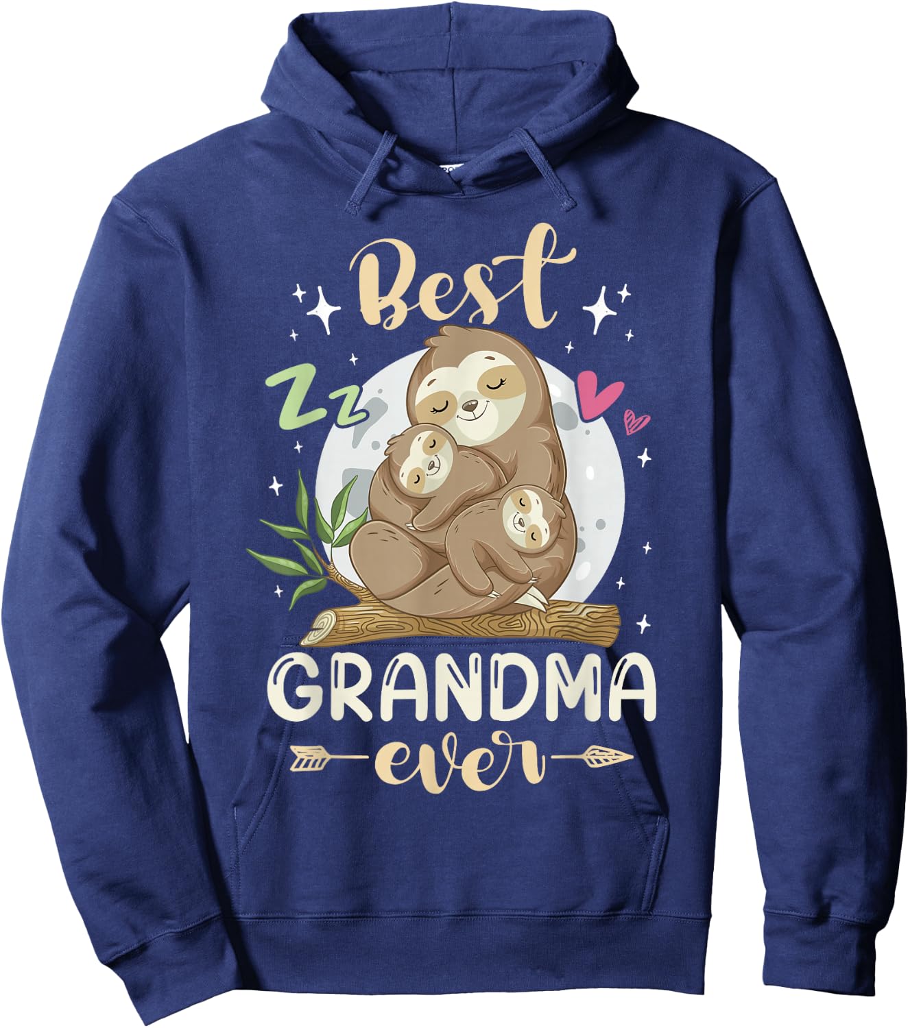 Best Grandma Ever, Sloths Family Mother's Day Pajama Sleep Hoodie - Hoodie | Navy