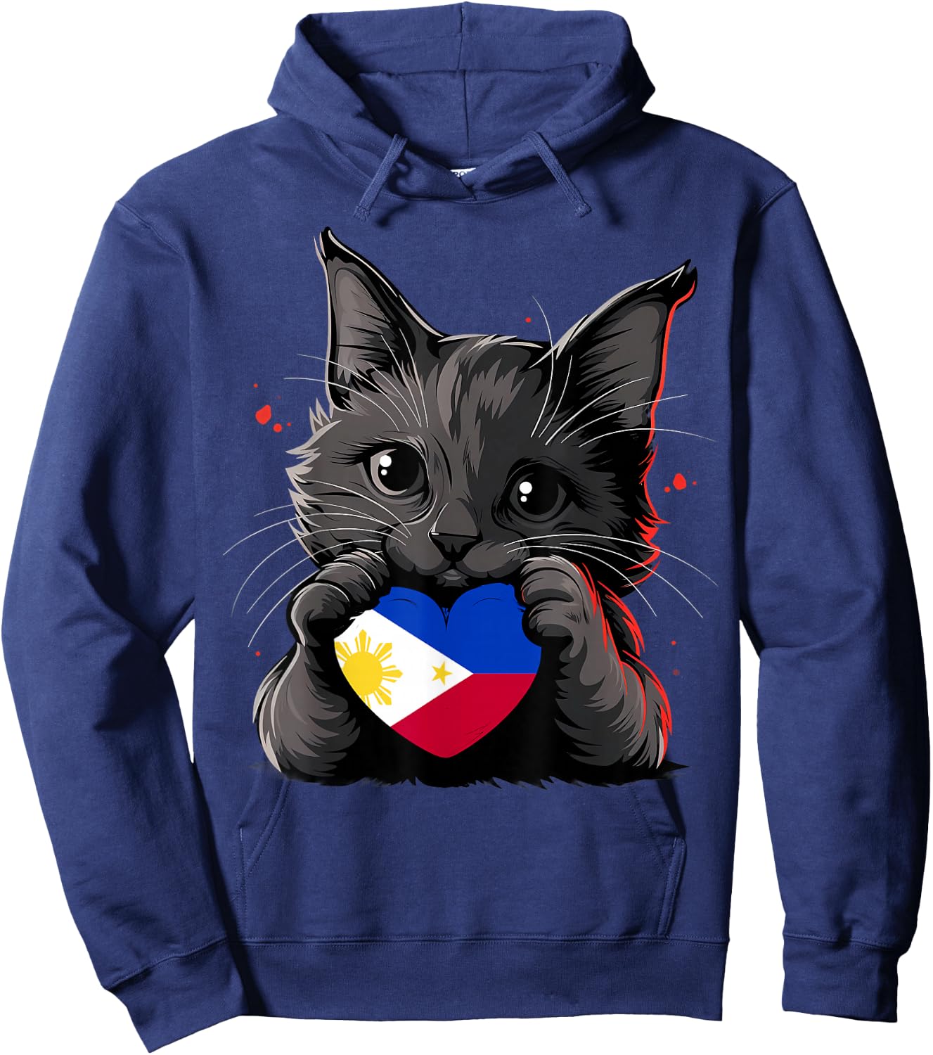 Philippines Flag Cat Pinoy Pilipinas Pride Filipino Roots Hoodie - Hoodie | Navy
