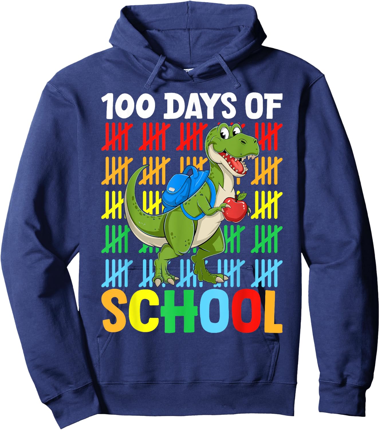 100 Days Of School Dinosaur Happy 100th Day of School Hoodie - Hoodie | Navy