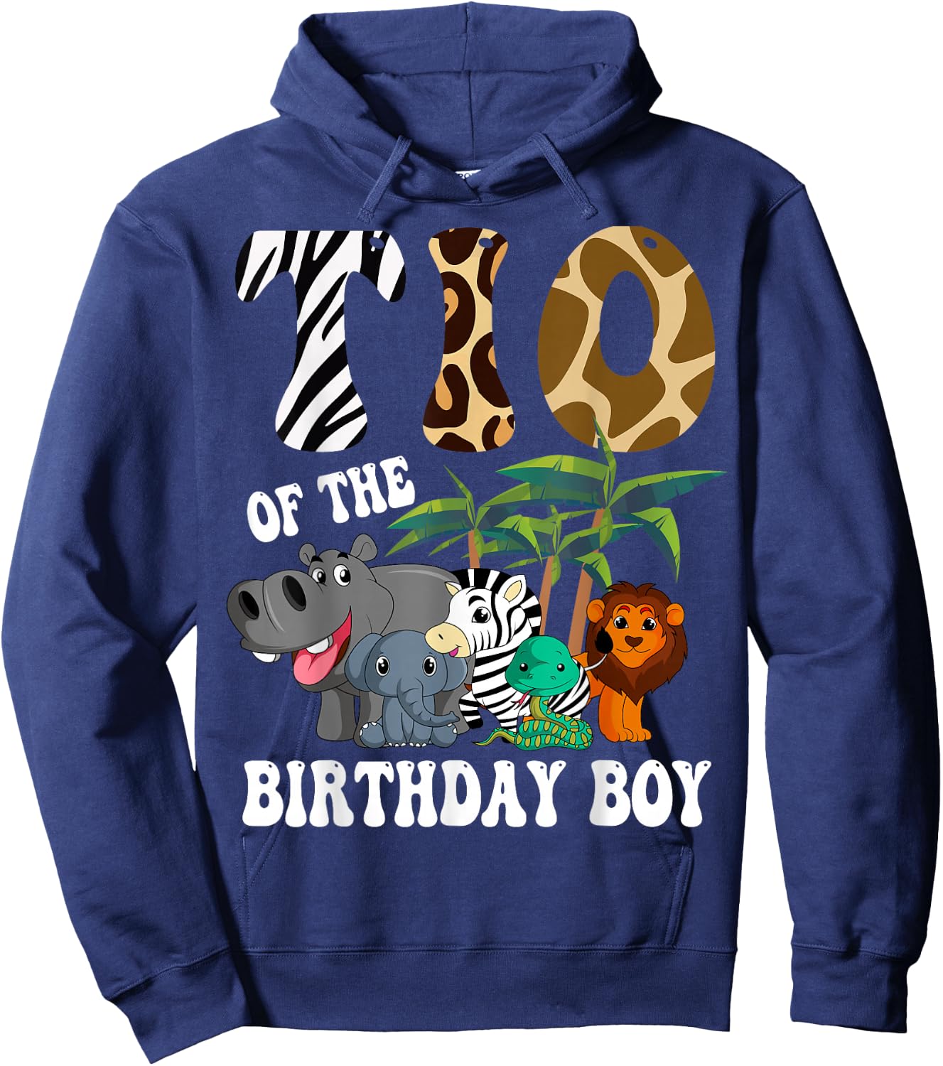 Tio of the Birthday Boy Zoo Bday Safari Celebration Hoodie - Hoodie | Navy