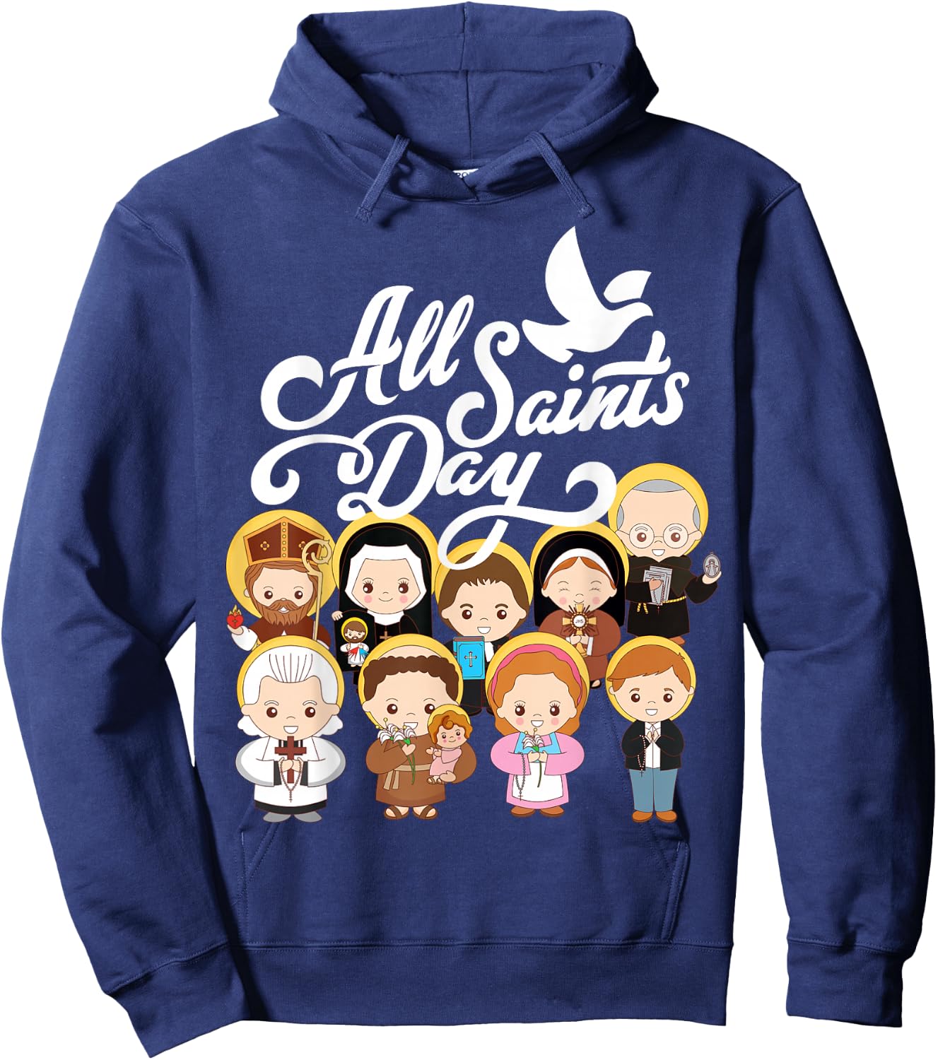 All Saints Day Catholic St Anthony Faustina Kolbe Goretti Hoodie - Hoodie | Navy