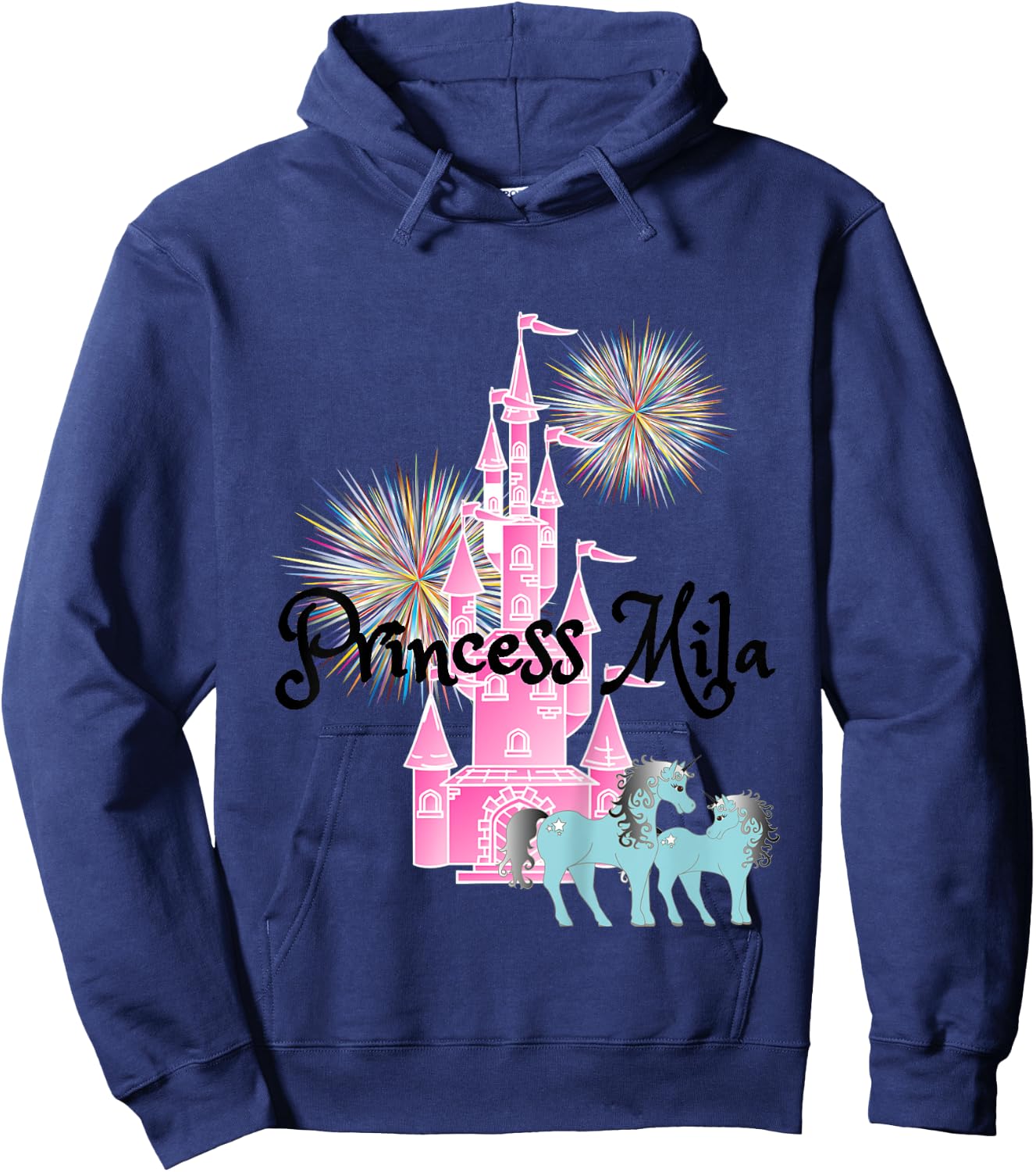 Kids Princess Mila Name Girls Personalized Custom Hoodie - Hoodie | Navy