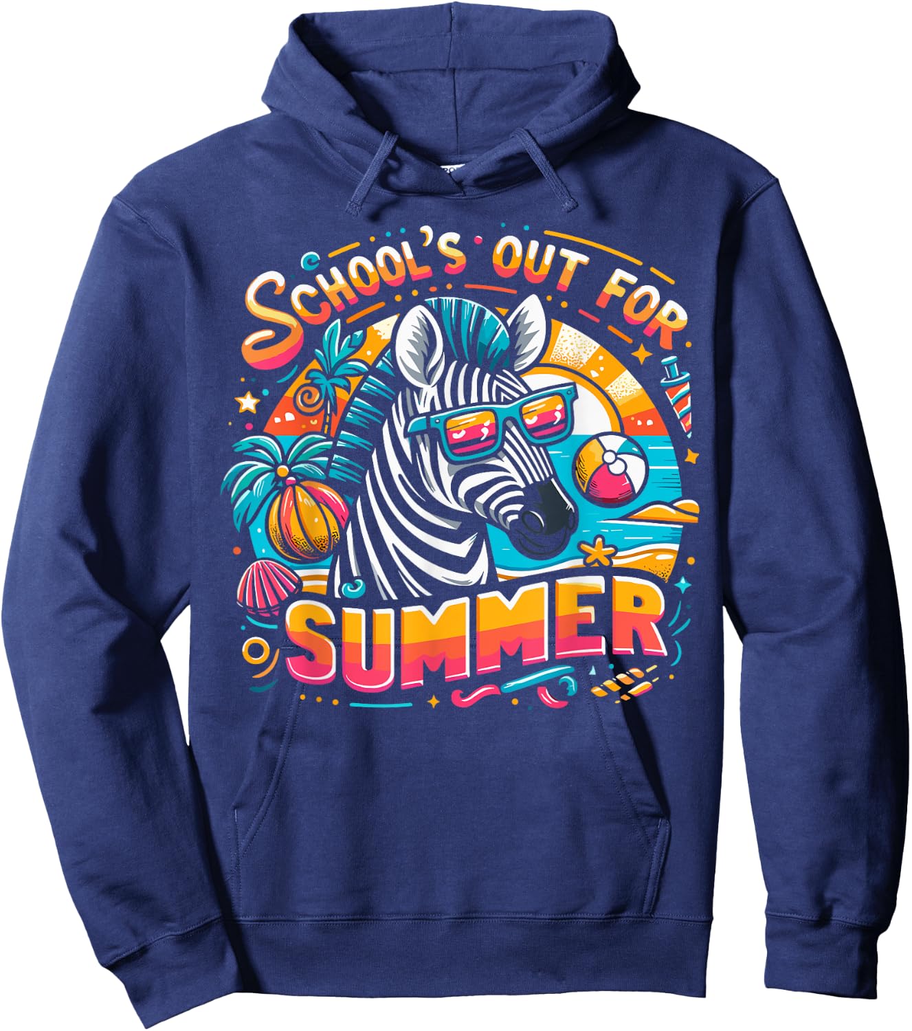Funny Schools Out For Summer Teacher Kids Boys Girls Zebra Hoodie - Hoodie | Navy
