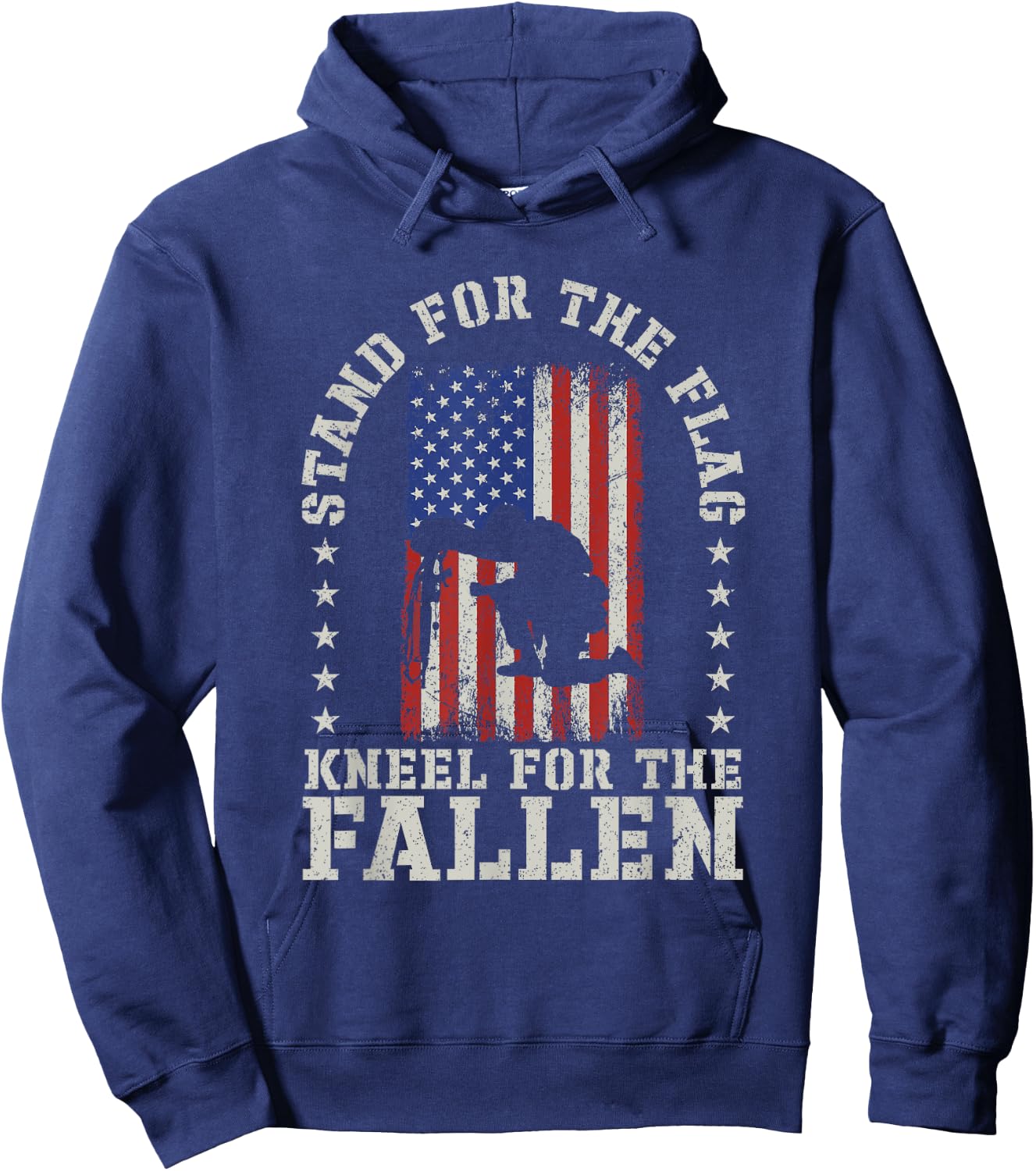 Stand For The Flag Kneel For The Fallen Veteran Patriotic Hoodie - Hoodie | Navy