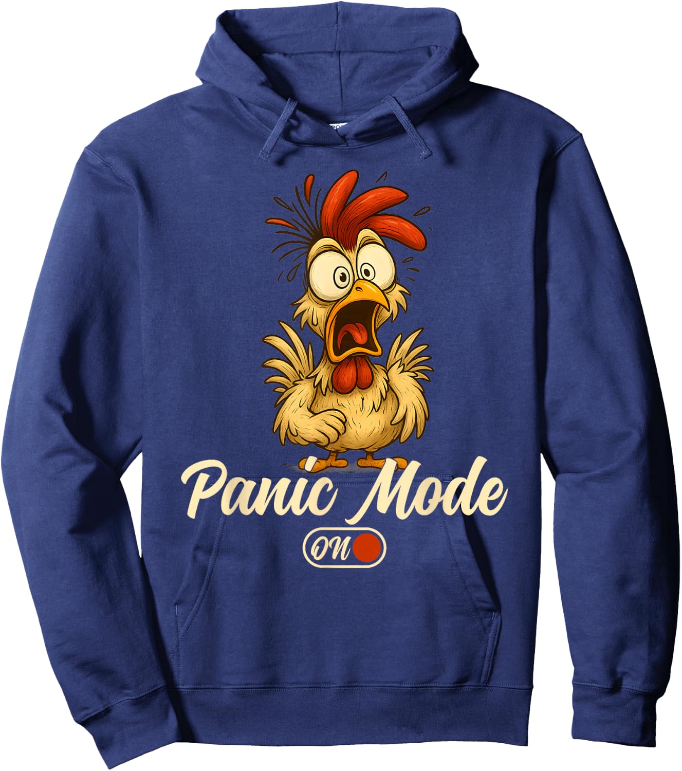 Panic Mode ON - Funny Chicken Design for Stress Humor Hoodie - Hoodie | Navy