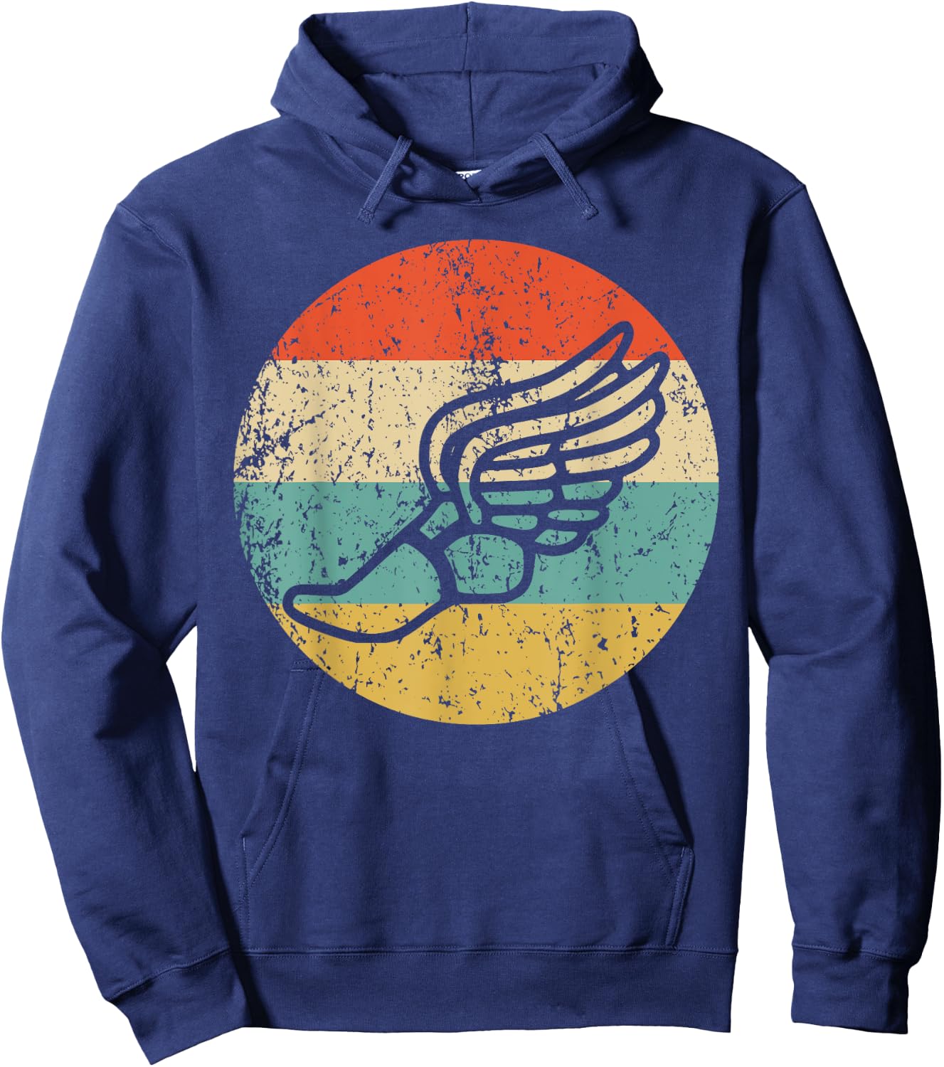 Running Shoe With Wings Retro Style Track Hoodie - Hoodie | Navy