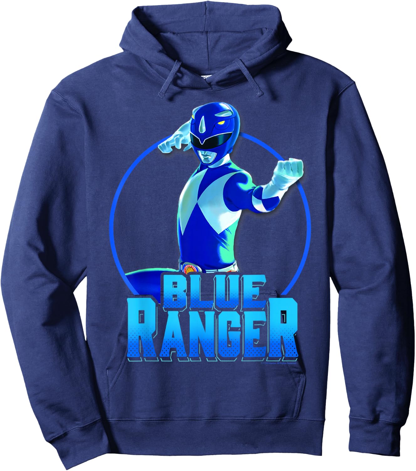Power Rangers Blue Ranger Karate Action Circle Portrait Hoodie - Hoodie | Navy