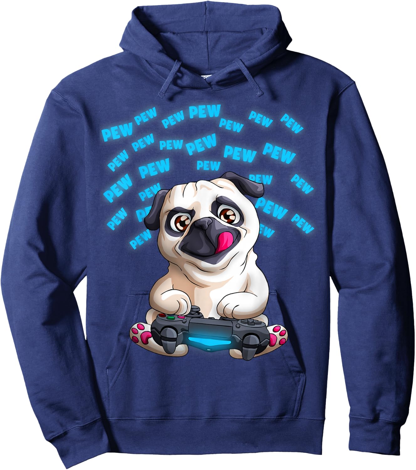 Blinkies Pew Gamers Pug Funny PewPewPew Video Gaming Pugs Gift Hoodie - Hoodie | Navy