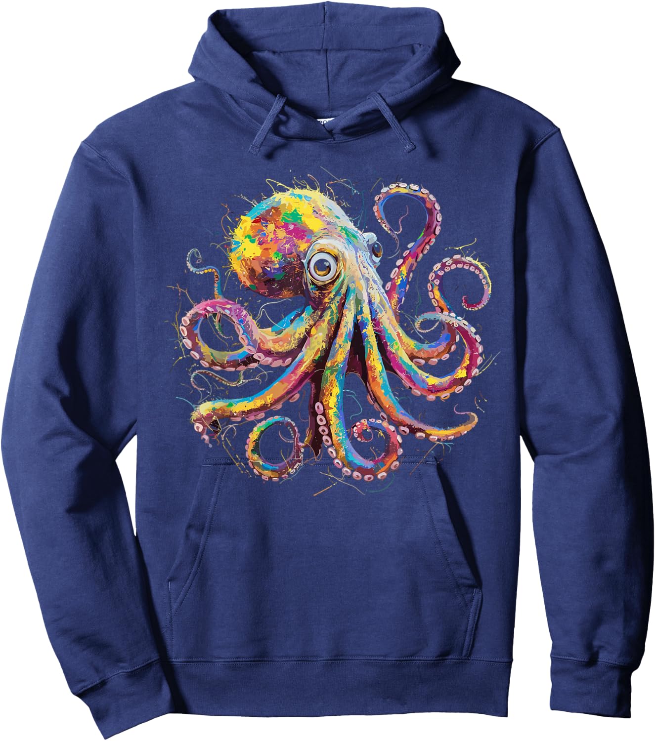 Colorful Paint Splash Octopus Art Graphic Hoodie - Hoodie | Navy