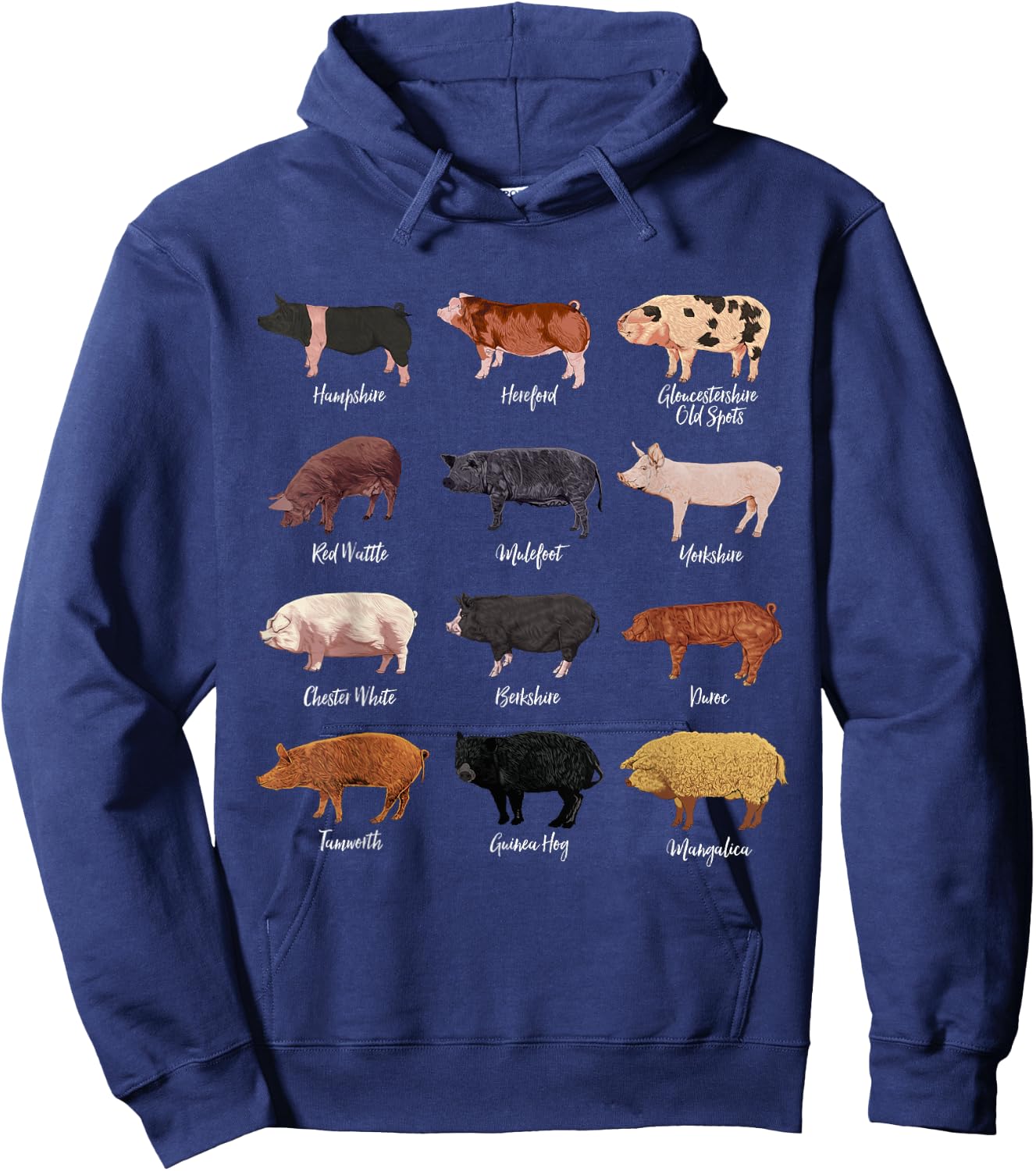 Schweine Zeichnungen - Schweinerassen Hoodie - Hoodie | Navy