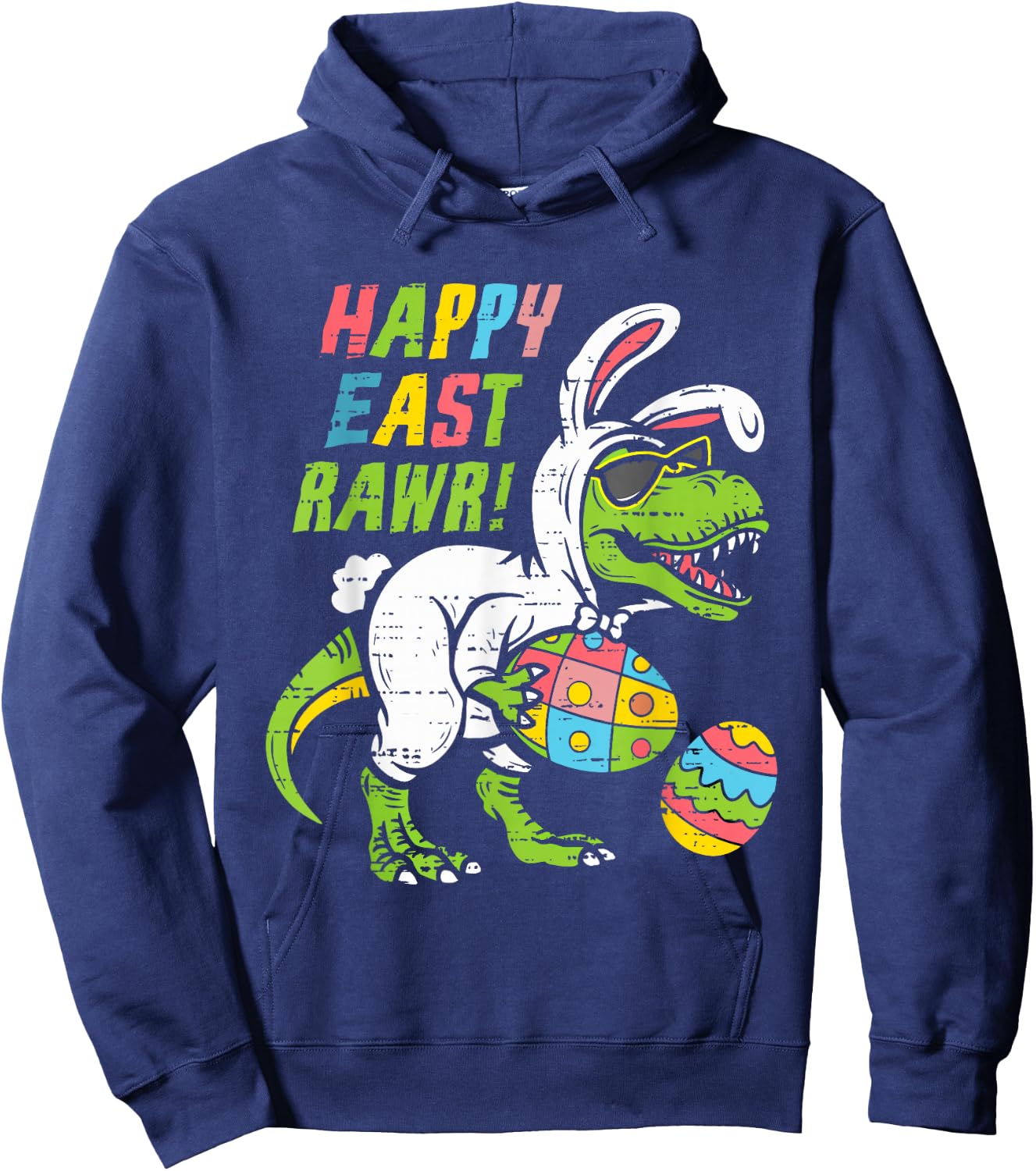 Boys Easter Day Funny Happy Eastrawr Dinosaur T Rex Dino Kid Hoodie - Hoodie | Navy
