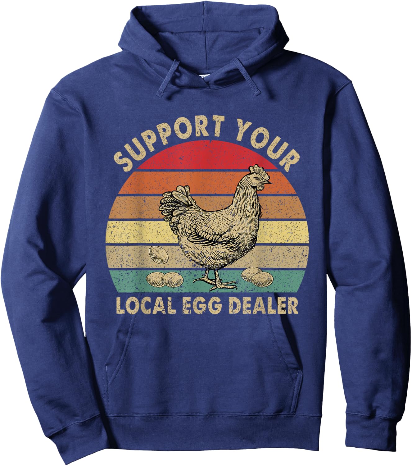 Vintage Farmer Chicken Lover Support Your Local Egg Dealer Hoodie - Hoodie | Navy