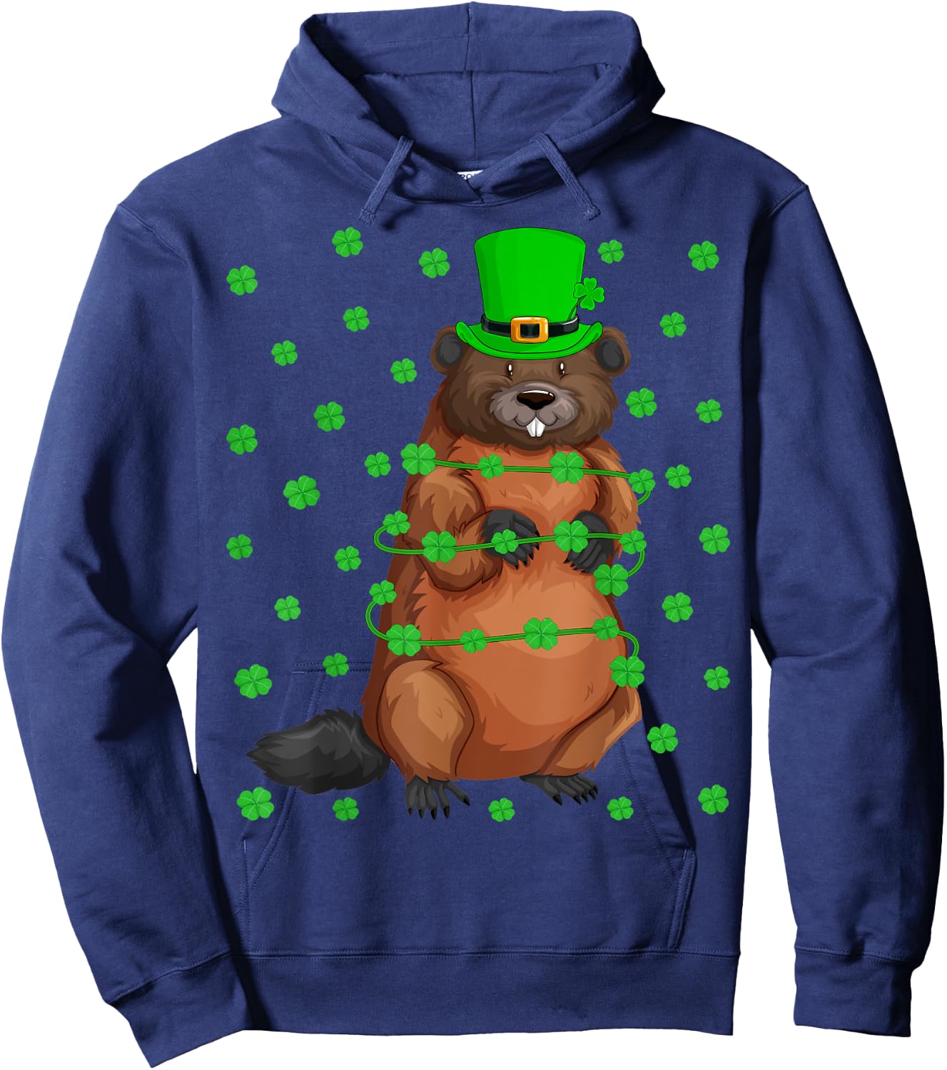 Irish Shamrock Leprechaun Beaver St. Patrick's Day Hoodie - Hoodie | Navy