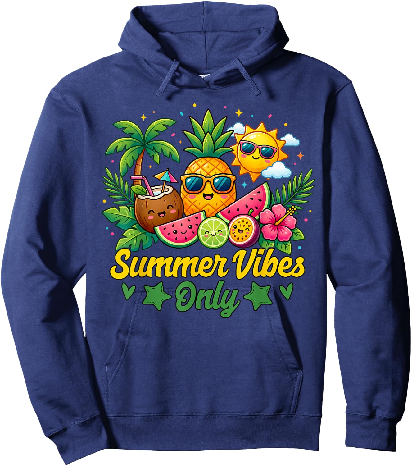 Cute Summer Vibes Tropical Fruits Summer Vibes Only Hoodie - Hoodie | Navy