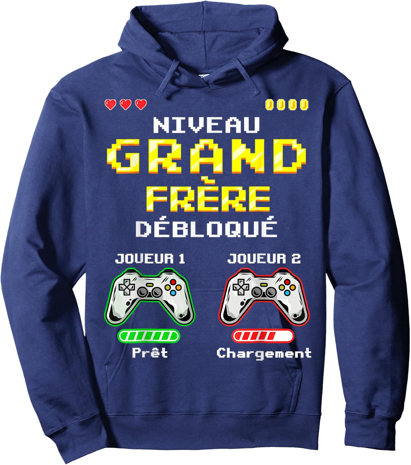 Big Brother Level Unlocked Gamer, Soon Future Big Brother , Black, S Hoodie - Hoodie | Navy