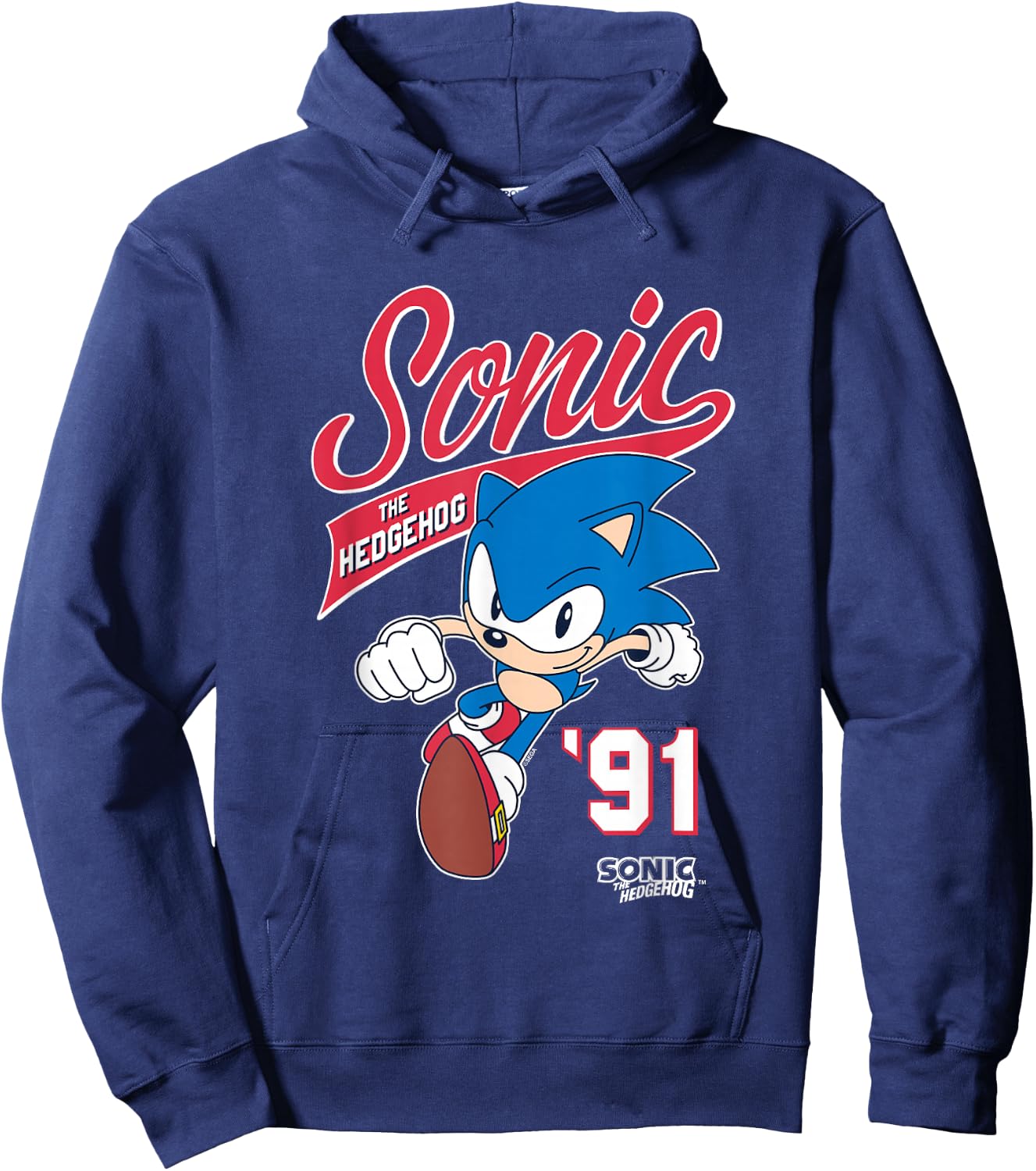 Sonic The Hedgehog '91 Epic Run Sports Style Logo Hoodie - Hoodie | Navy