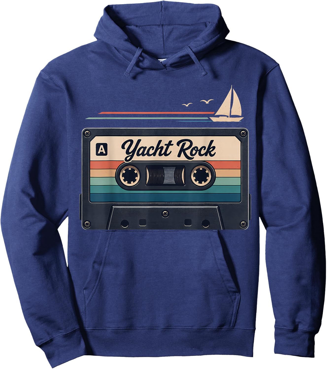 Yacht Rock Retro Cassette Tape Sailing Music Design Hoodie - Hoodie | Navy