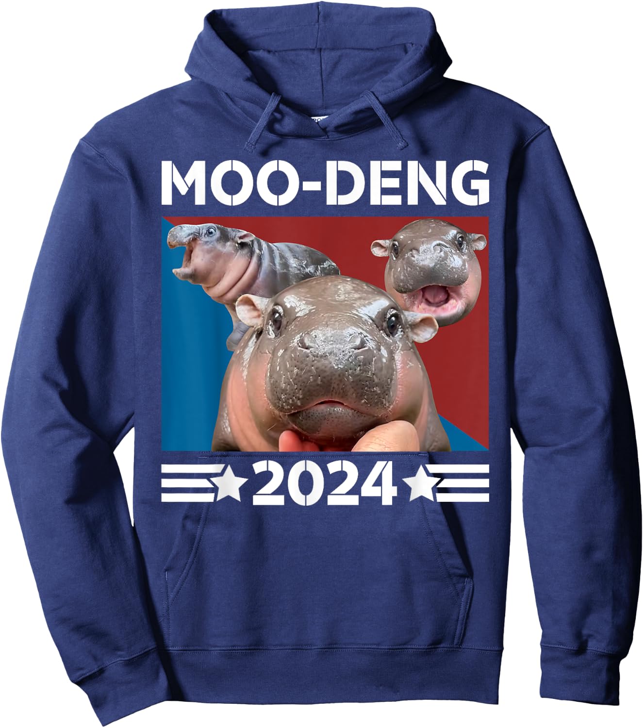 Moo-deng 24 Political Baby Pigmy Hippo Moodeng 2024 Election Hoodie - Hoodie | Navy