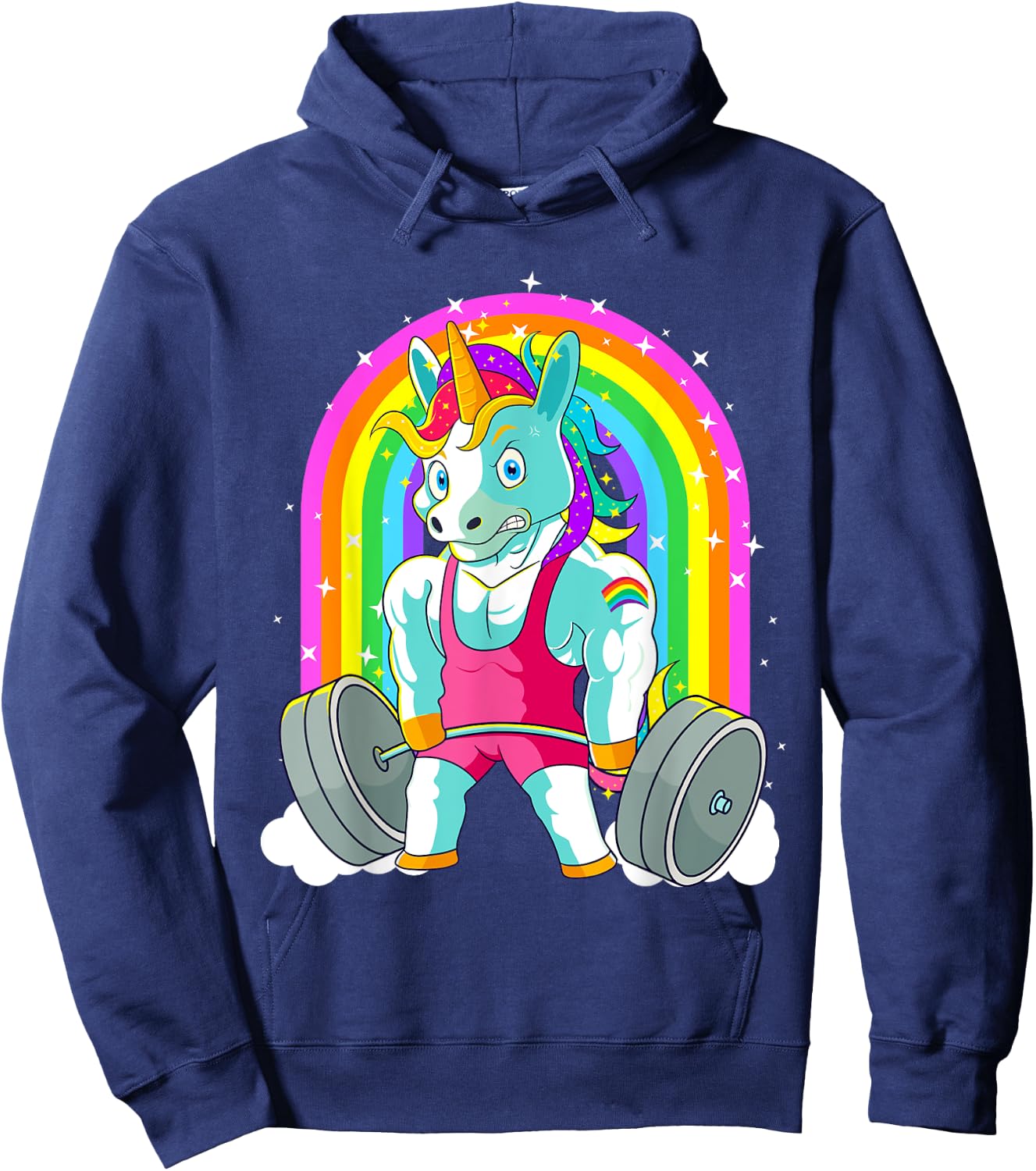 Gym Unicorn Deadlift Weightlifting Workout Pride Men Women Hoodie - Hoodie | Navy