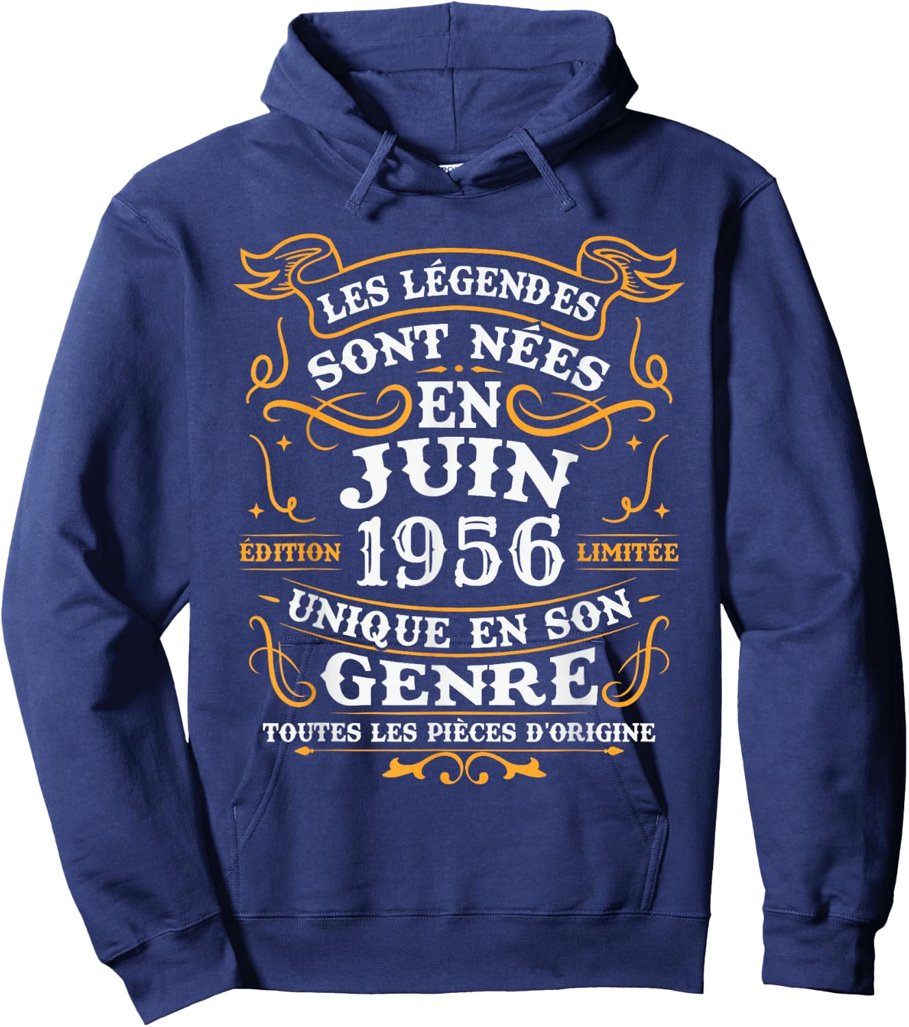 Vintage Cadeau d'anniversaire 70 Ans Nés en Juin 1956 Hoodie - Hoodie | Navy