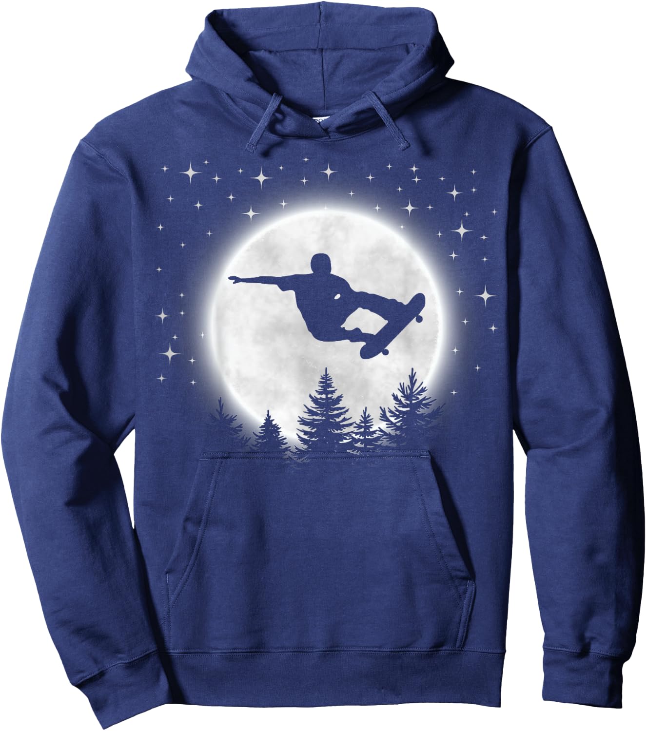 Funny Skateboarder Silhouette Skateboarding Moon Forest Hoodie - Hoodie | Navy