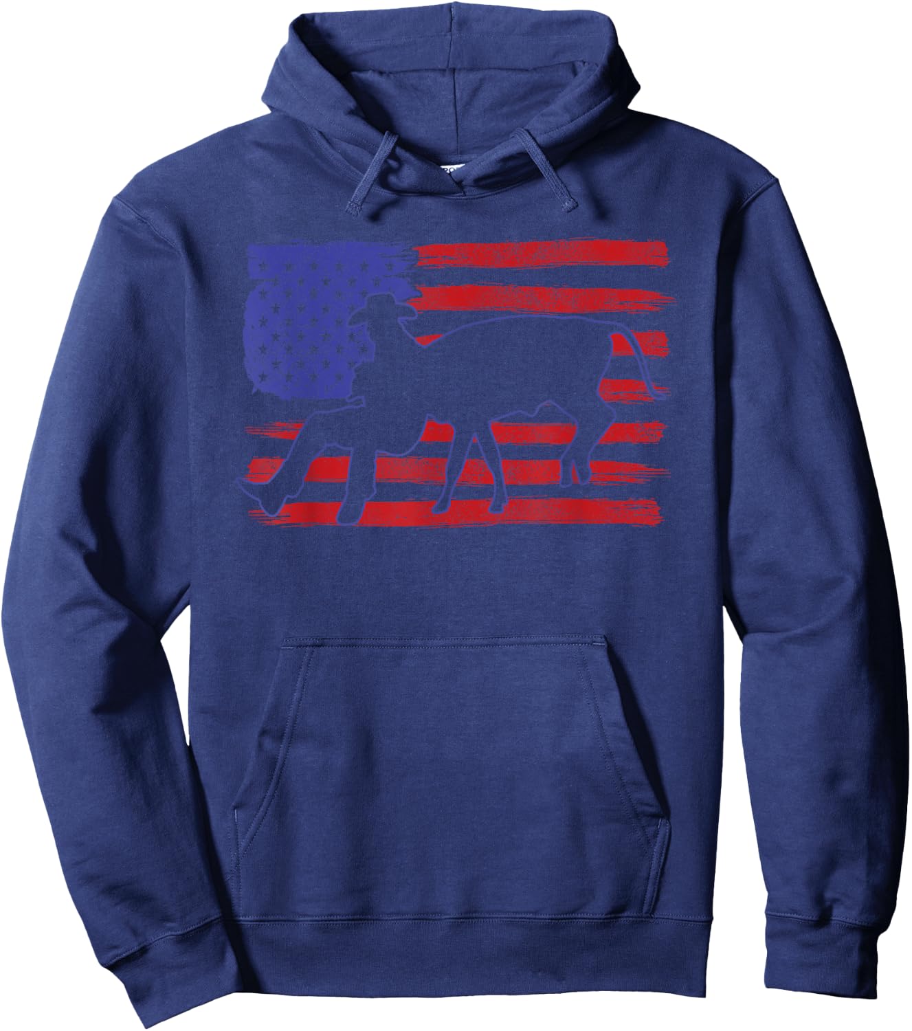 Chute Dogging Steer Wrestling Rodeo Cowboy Event USA Flag Hoodie - Hoodie | Navy