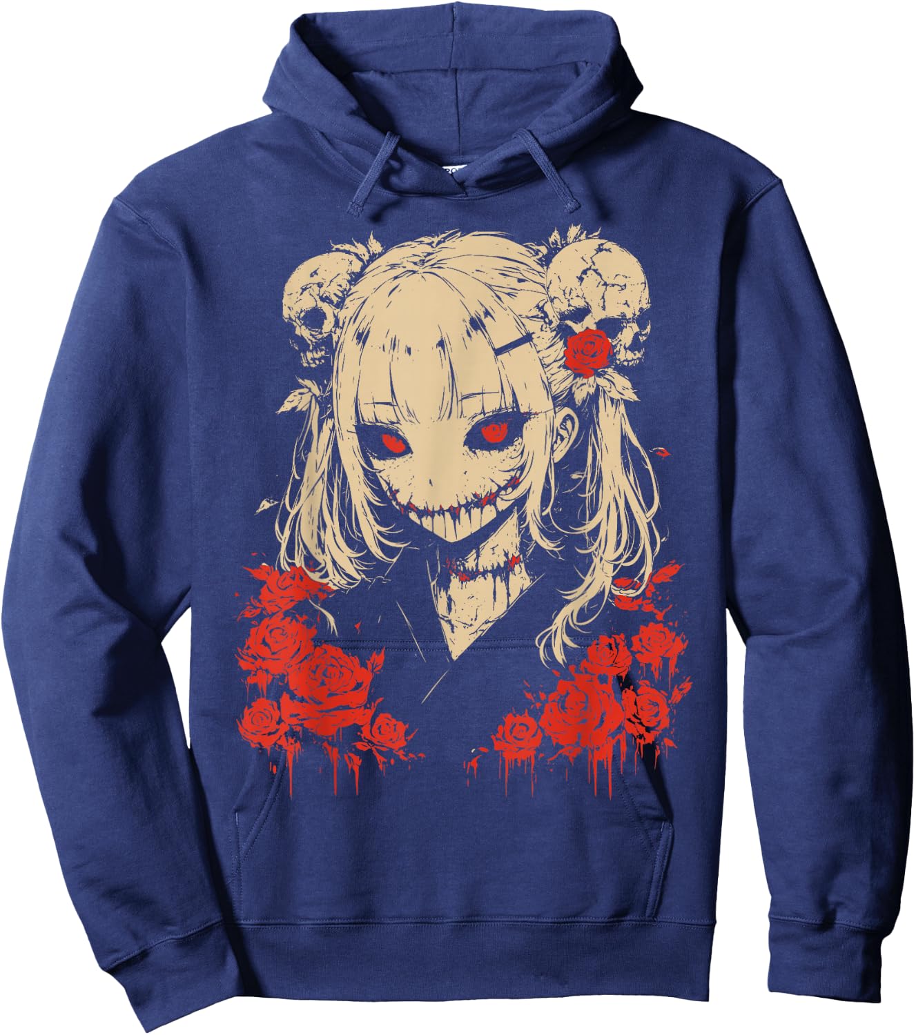 Horror Anime Manga | Japan Japanese Creepy Kawaii Goth , black Hoodie - Hoodie | Navy