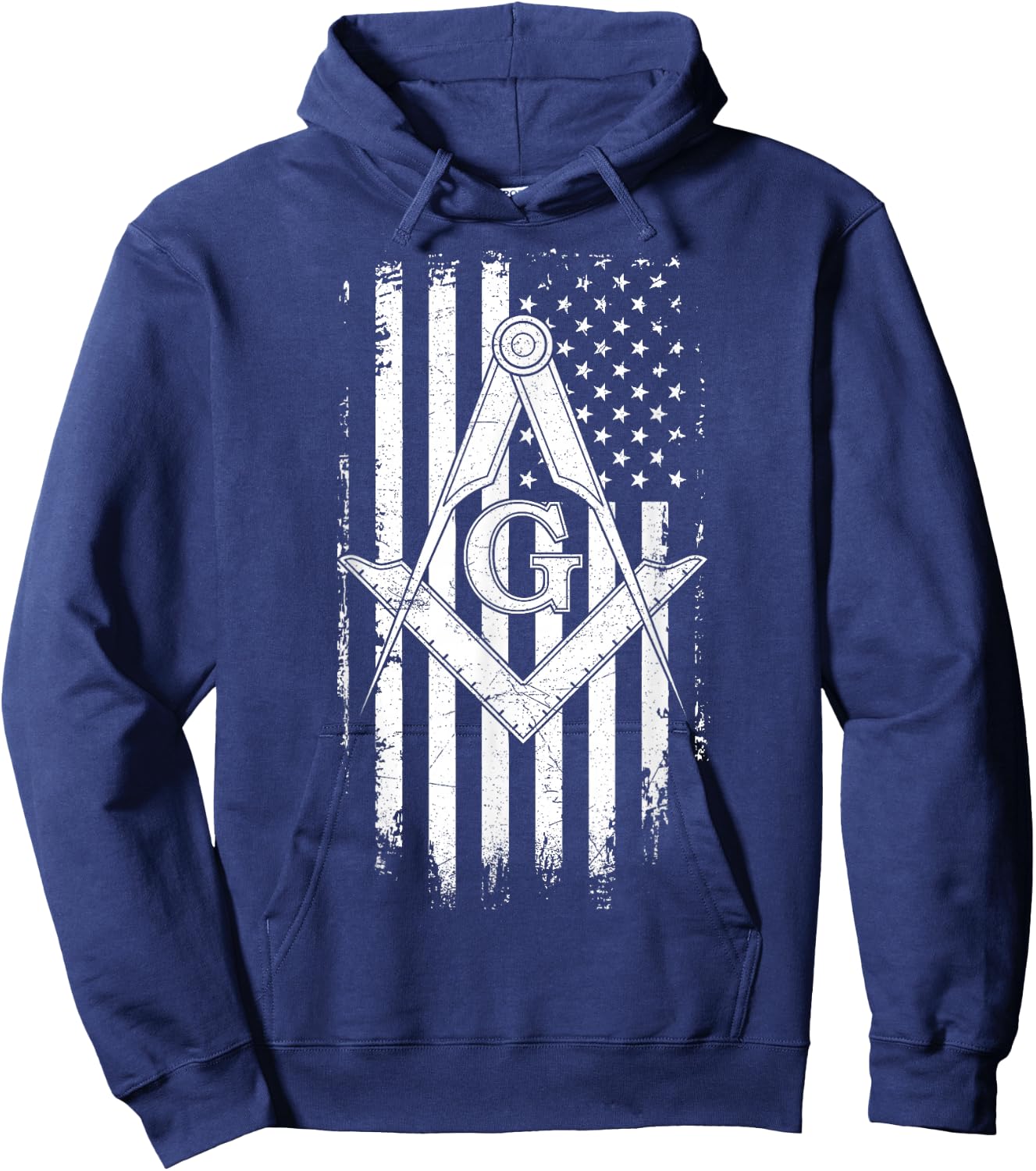 Masonic American Flag Square and Compass - Freemason Hoodie - Hoodie | Navy