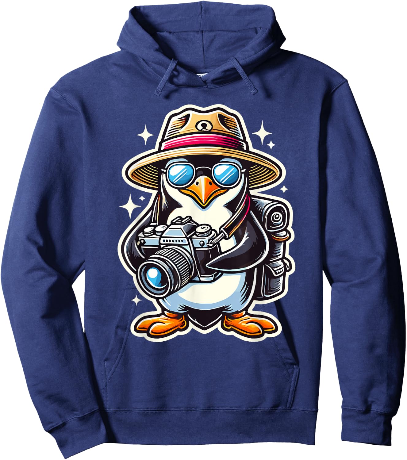 Cool Photographer Penguin with Camera Wildlife Animal Hoodie - Hoodie | Navy