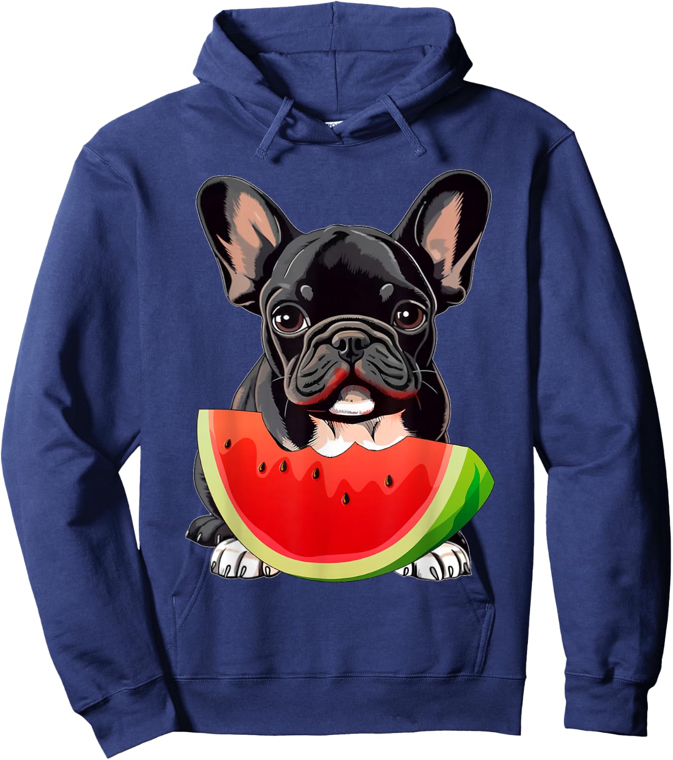 Funny French Bulldog Dog & Watermelon Slice Summer Vacation Hoodie - Hoodie | Navy