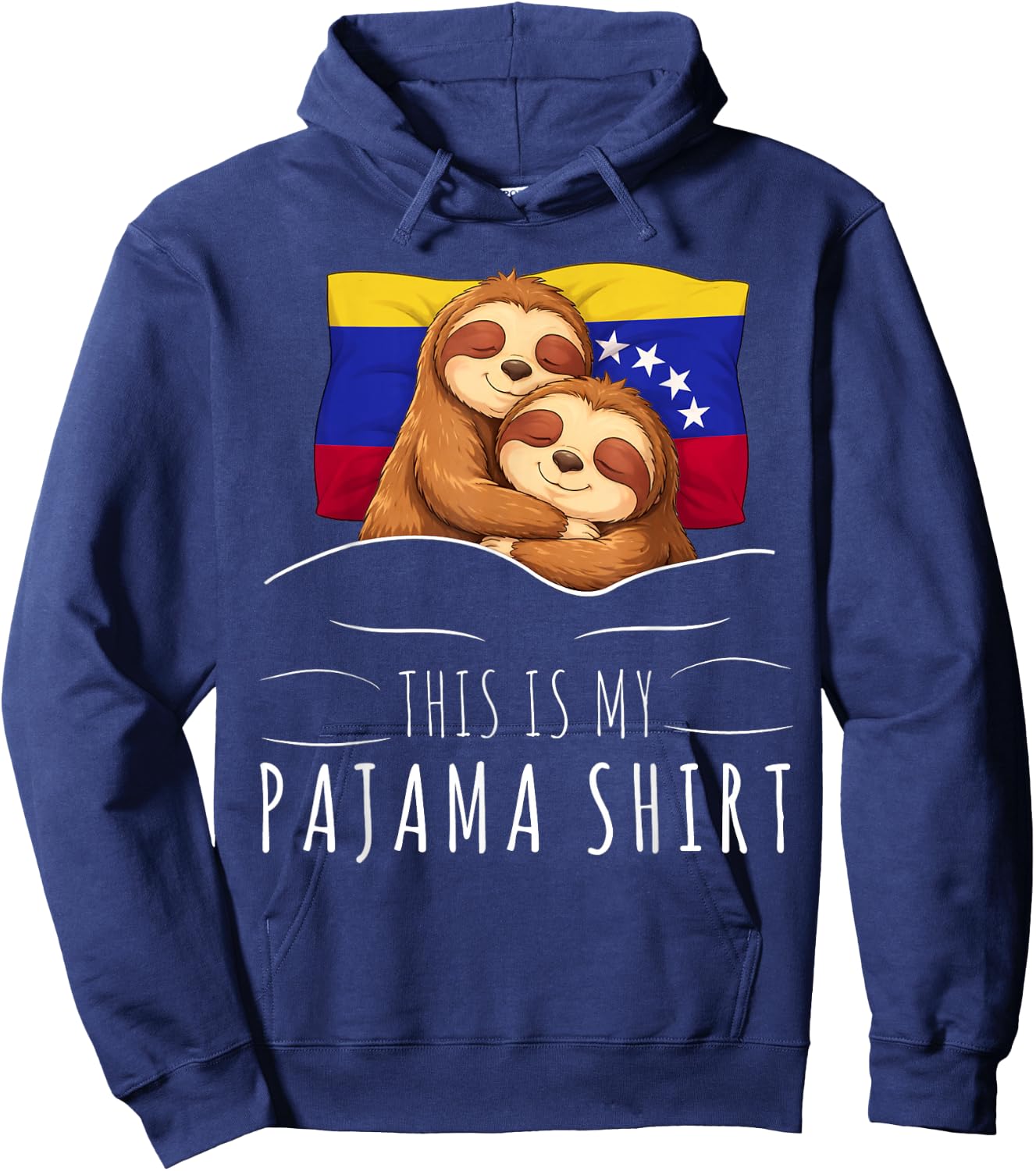 Venezuelan Flag Pajama Sleeping Sloth Sleepover Venezuela Hoodie - Hoodie | Navy