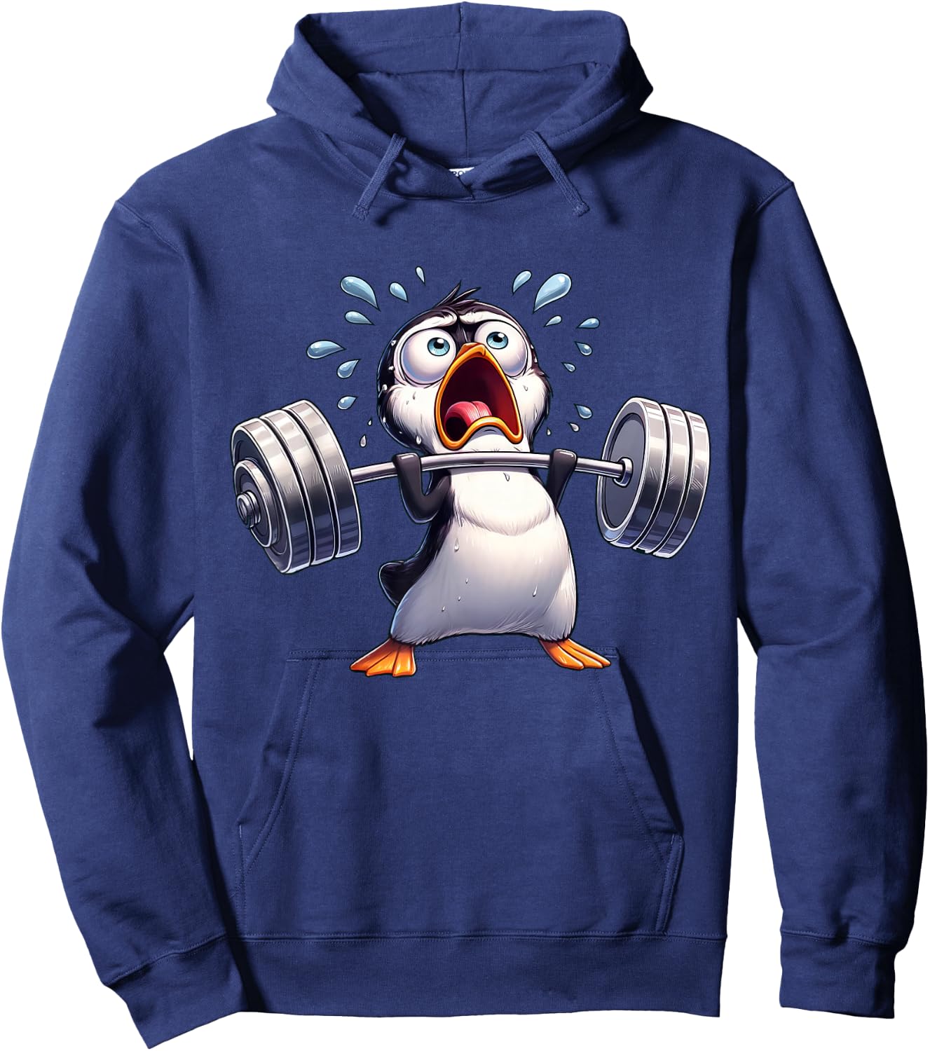 Strong Penguin Lifting Weights Workout Training Hoodie - Hoodie | Navy