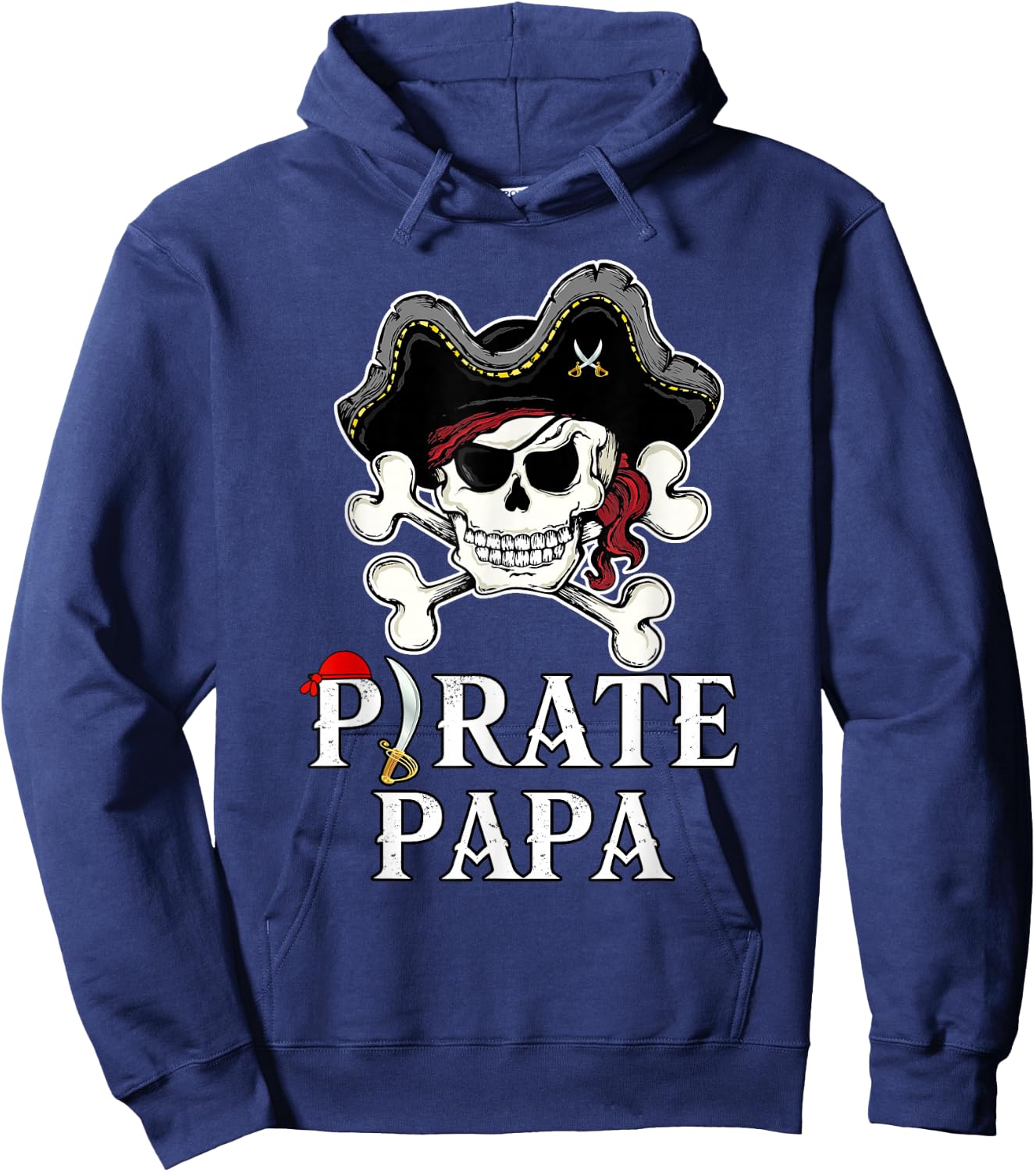 Piraten Papa Kostüm Jolly Roger gekreuzte Knochen Lustiger Piraten Papa Hoodie - Hoodie | Navy