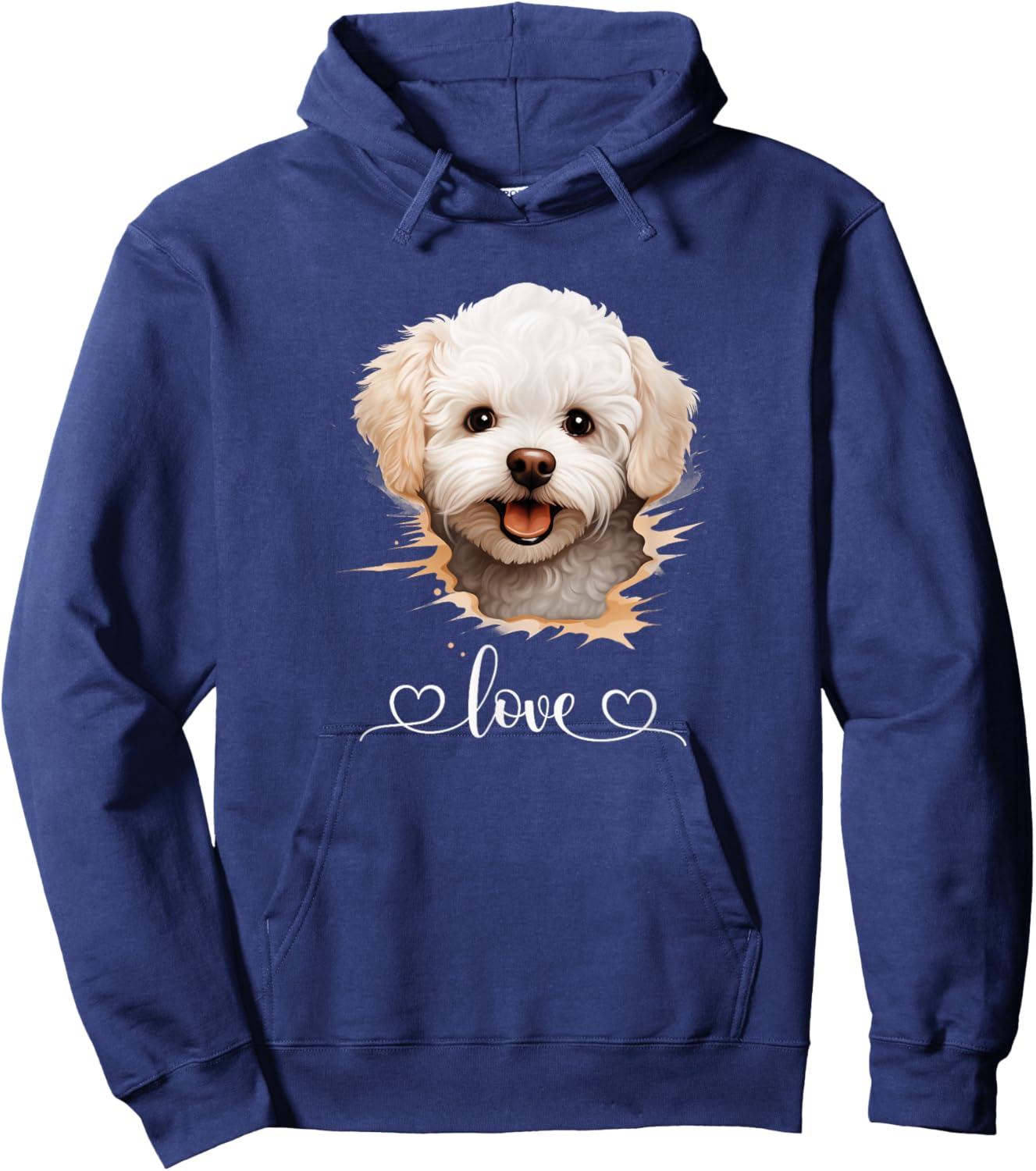 Cute Dog Graphic Love Puppy Bichon Frise Dog Women Hoodie - Hoodie | Navy
