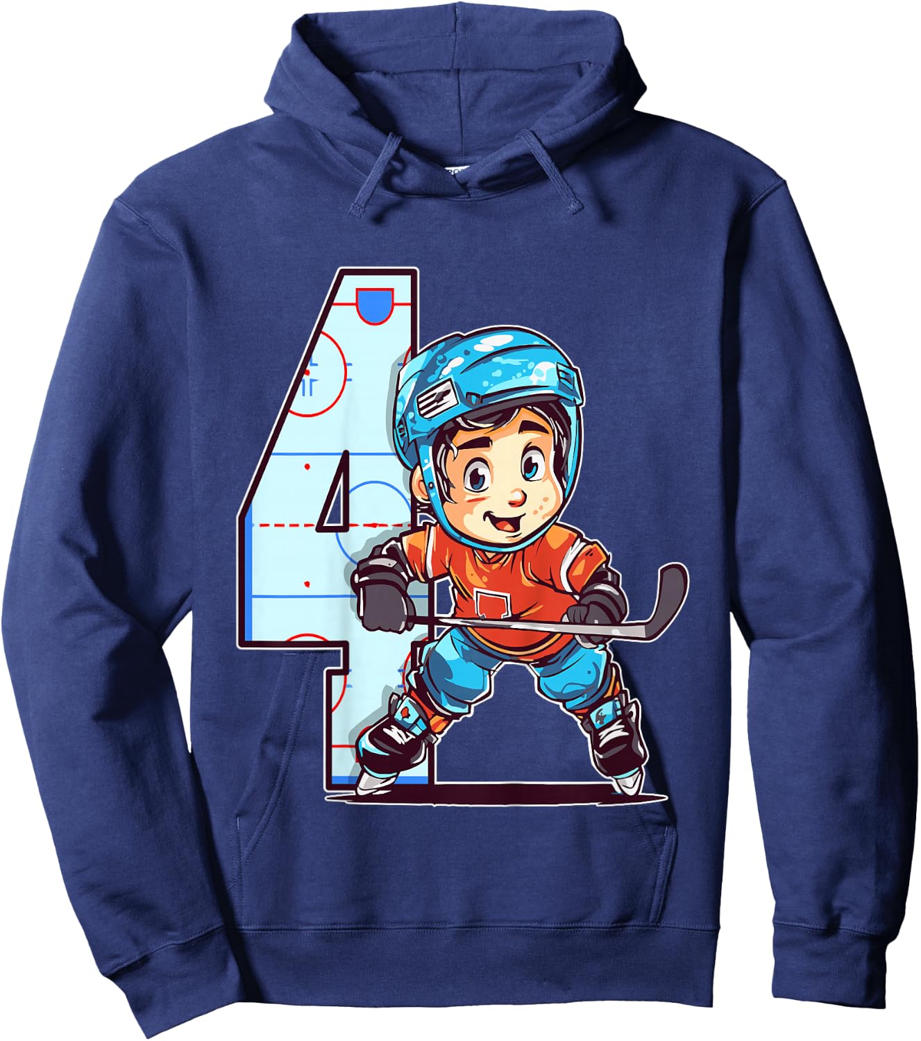 Eishockey Geburtstag - 4 Jahre alter Junge - 4. Geburtstag Hoodie - Hoodie | Navy