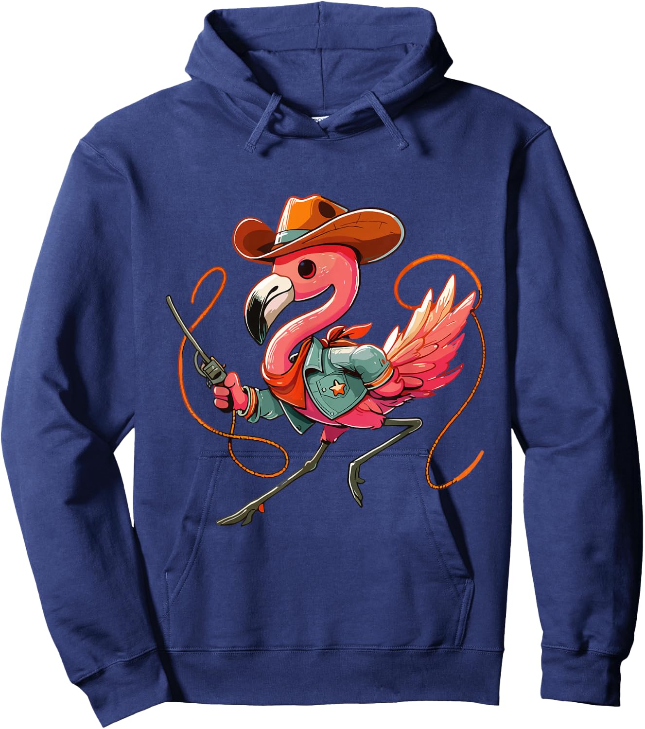 Western Rodeo Cowboy Outfit Hat Flamingo Texas Animals Hoodie - Hoodie | Navy