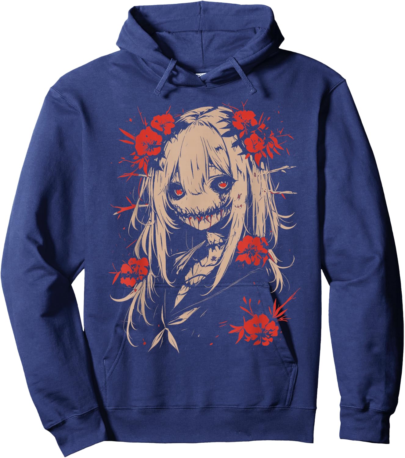Horror Anime Manga | Japan Japanese Creepy Kawaii Goth , black Hoodie - Hoodie | Navy