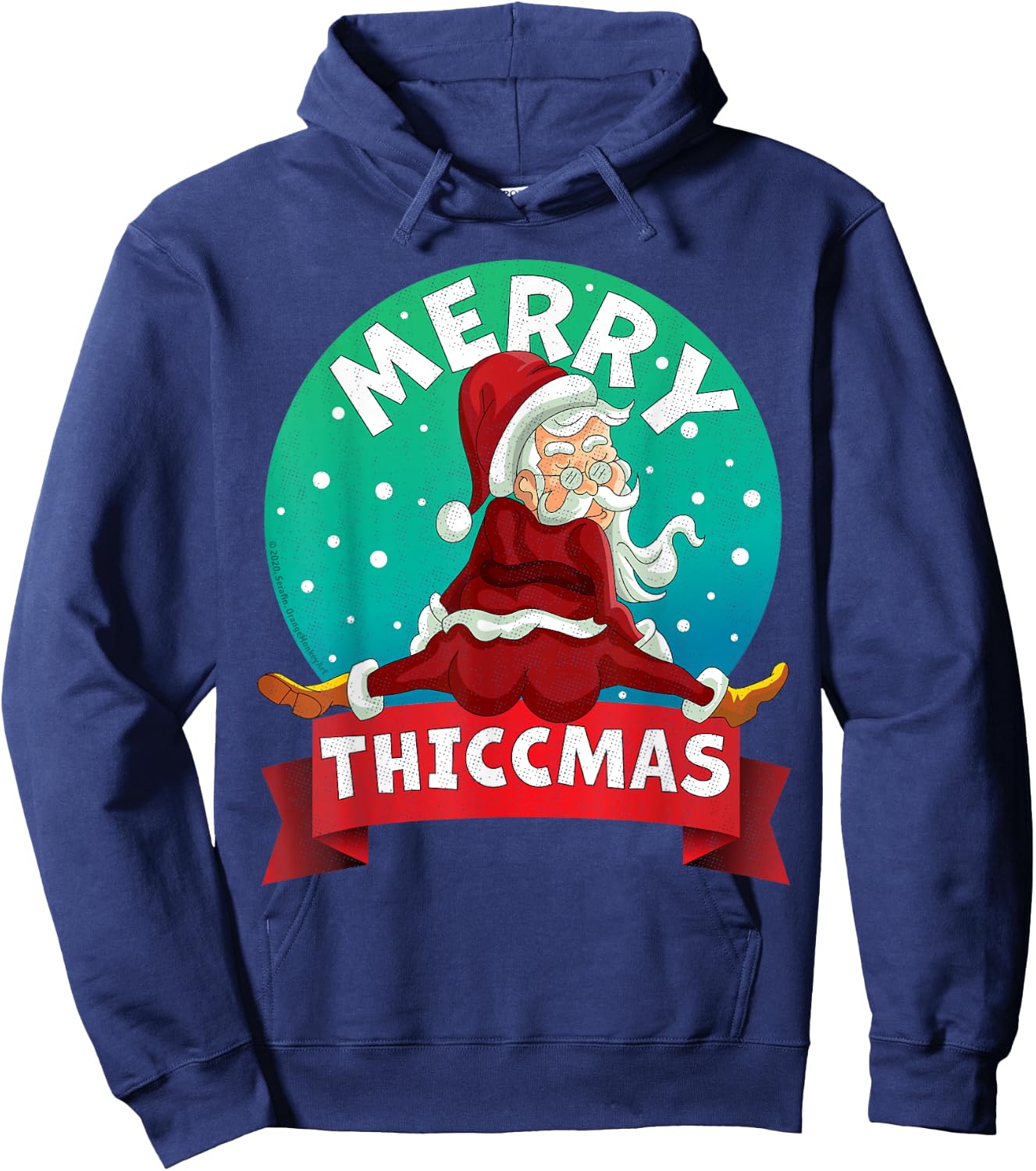 Merry Thiccmas Santa Claus Thicc Xmas Christmas Party Pajama Hoodie - Hoodie | Navy