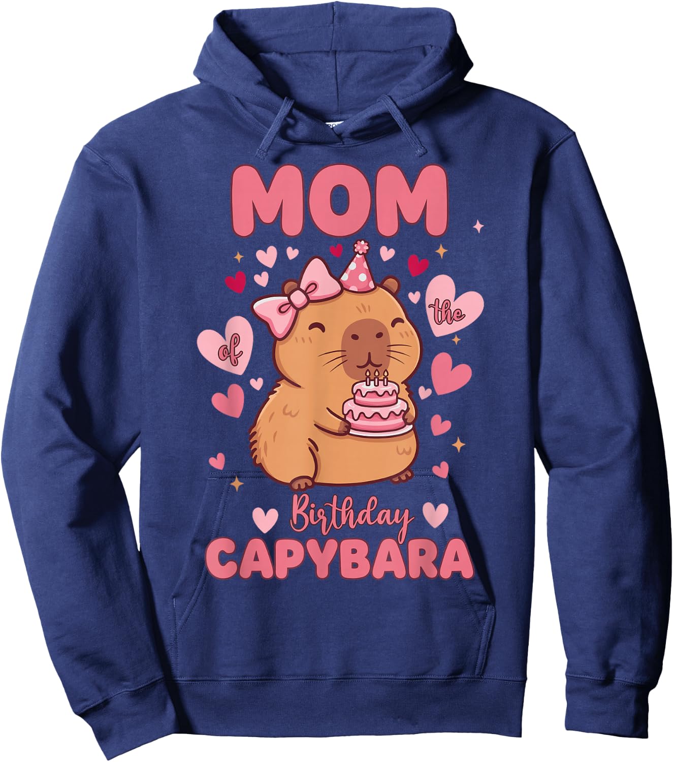 Mom of The Birthday Capybara Kawaii Birthday Girl Matching Hoodie - Hoodie | Navy